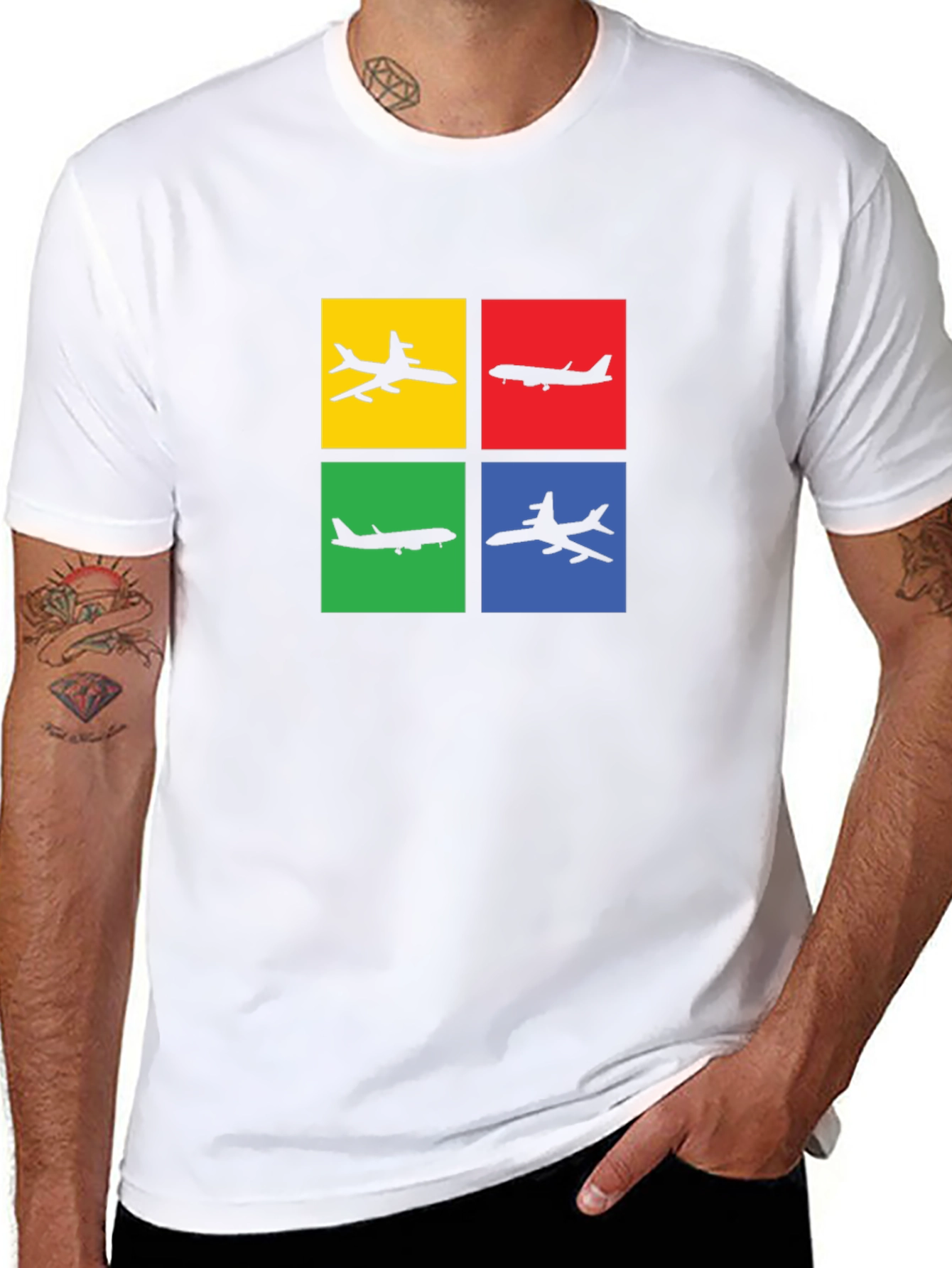 Airplane Silhouette Graphic Tee - Mens Black T-Shirt