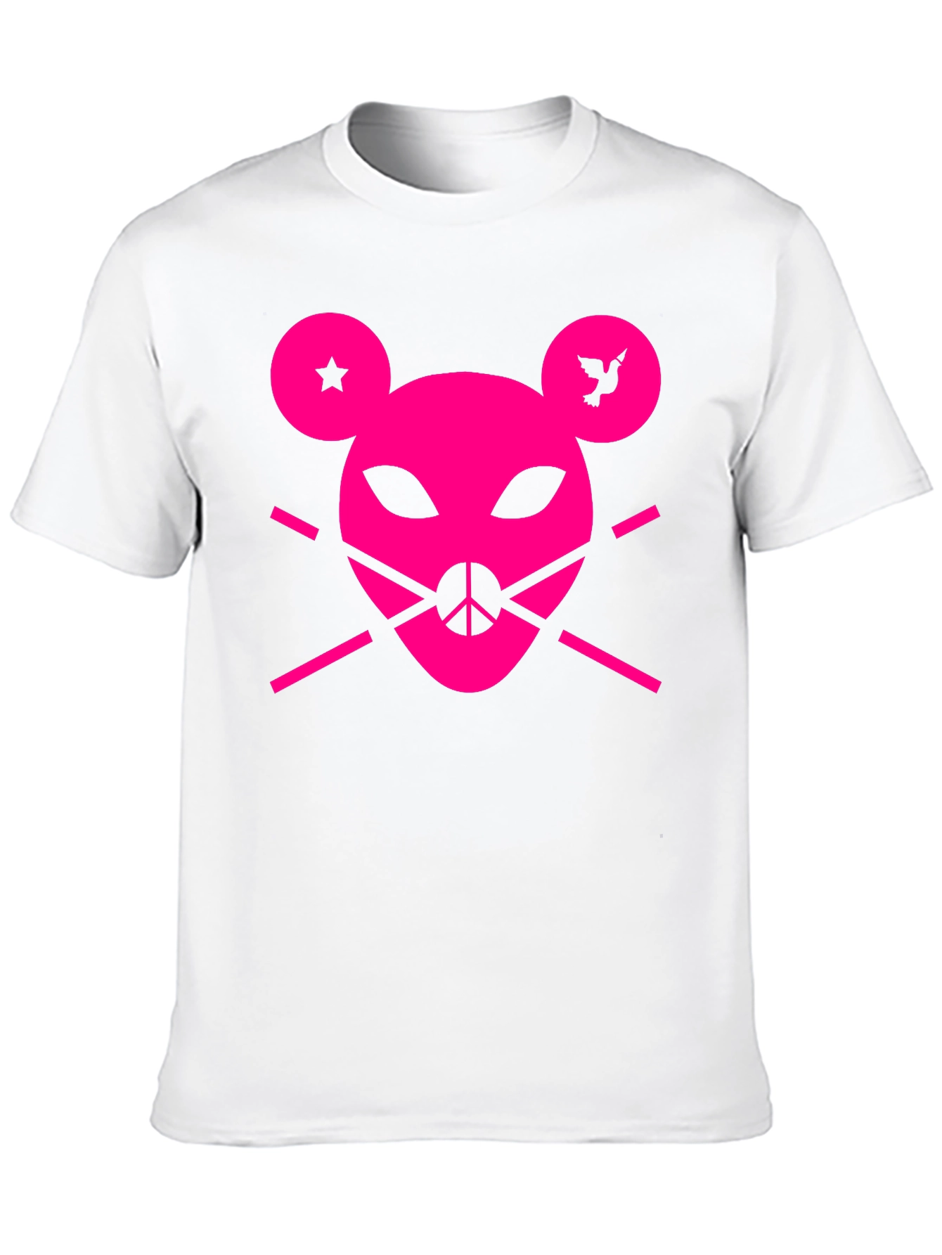 Abstract Pink Mouse Graphic Tee - Unisex Black T-Shirt