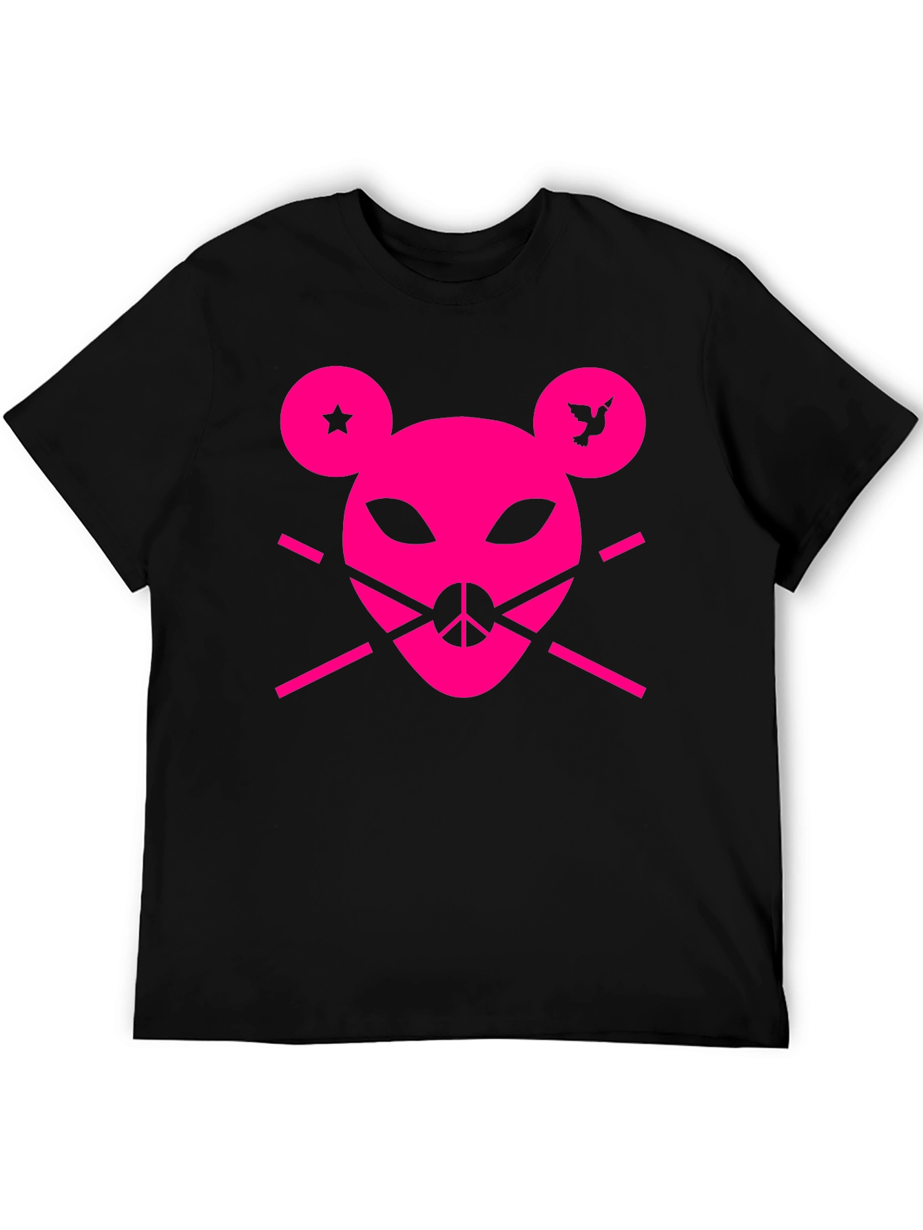 Abstract Pink Mouse Graphic Tee - Unisex Black T-Shirt
