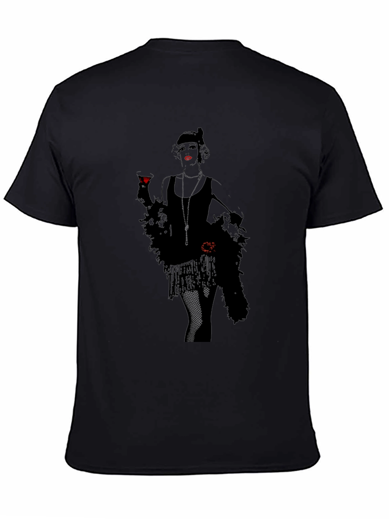Retro Flapper Graphic Tee - Black
