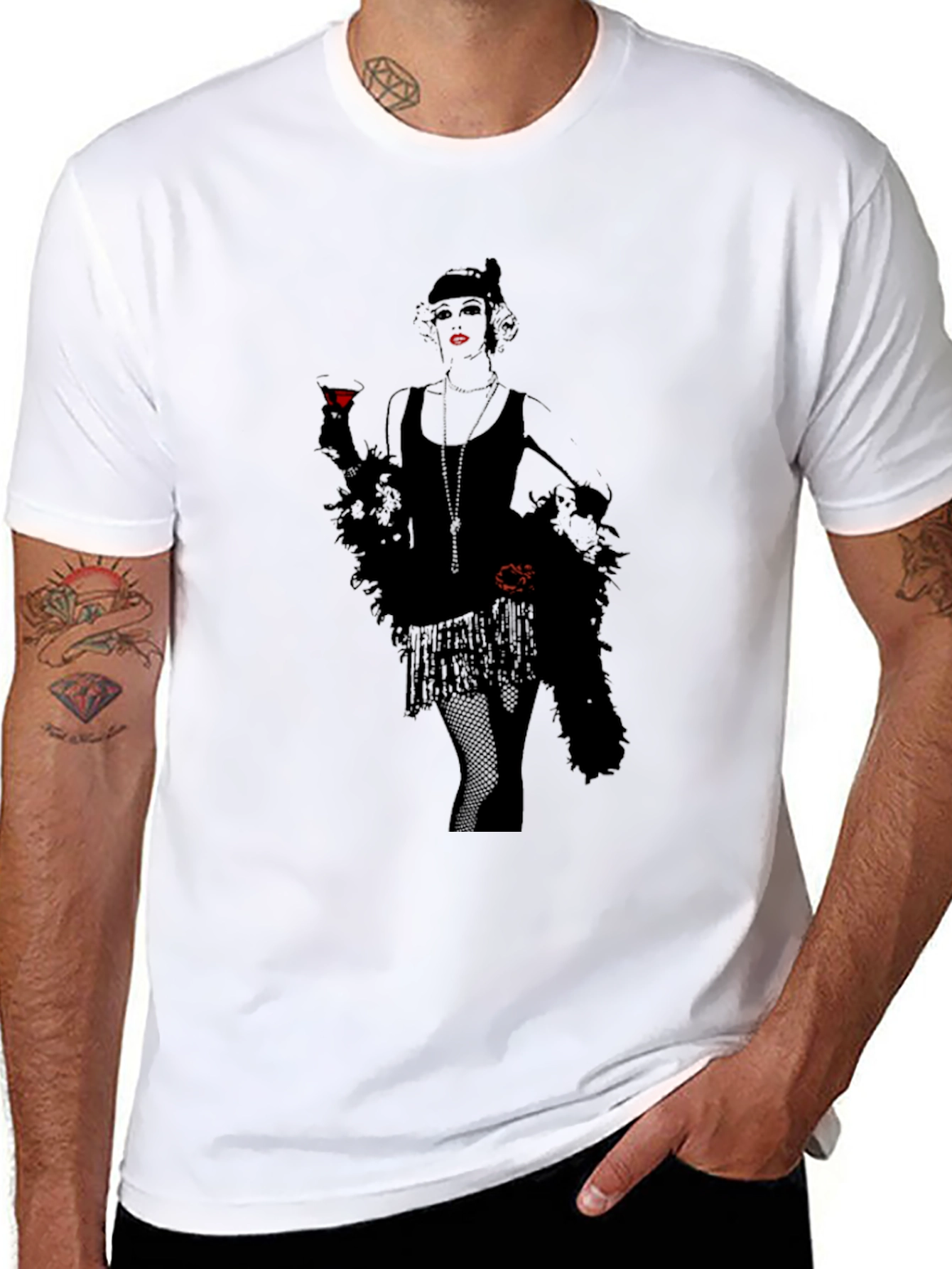 Retro Flapper Graphic Tee - Black