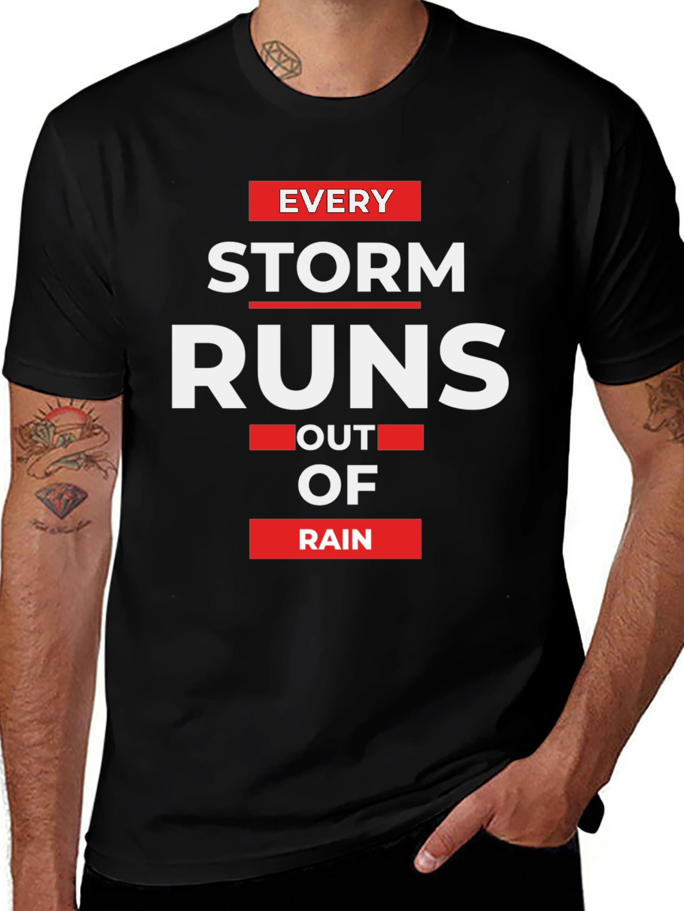 Inspirational Storm Runs Out of Rain Black T-Shirt