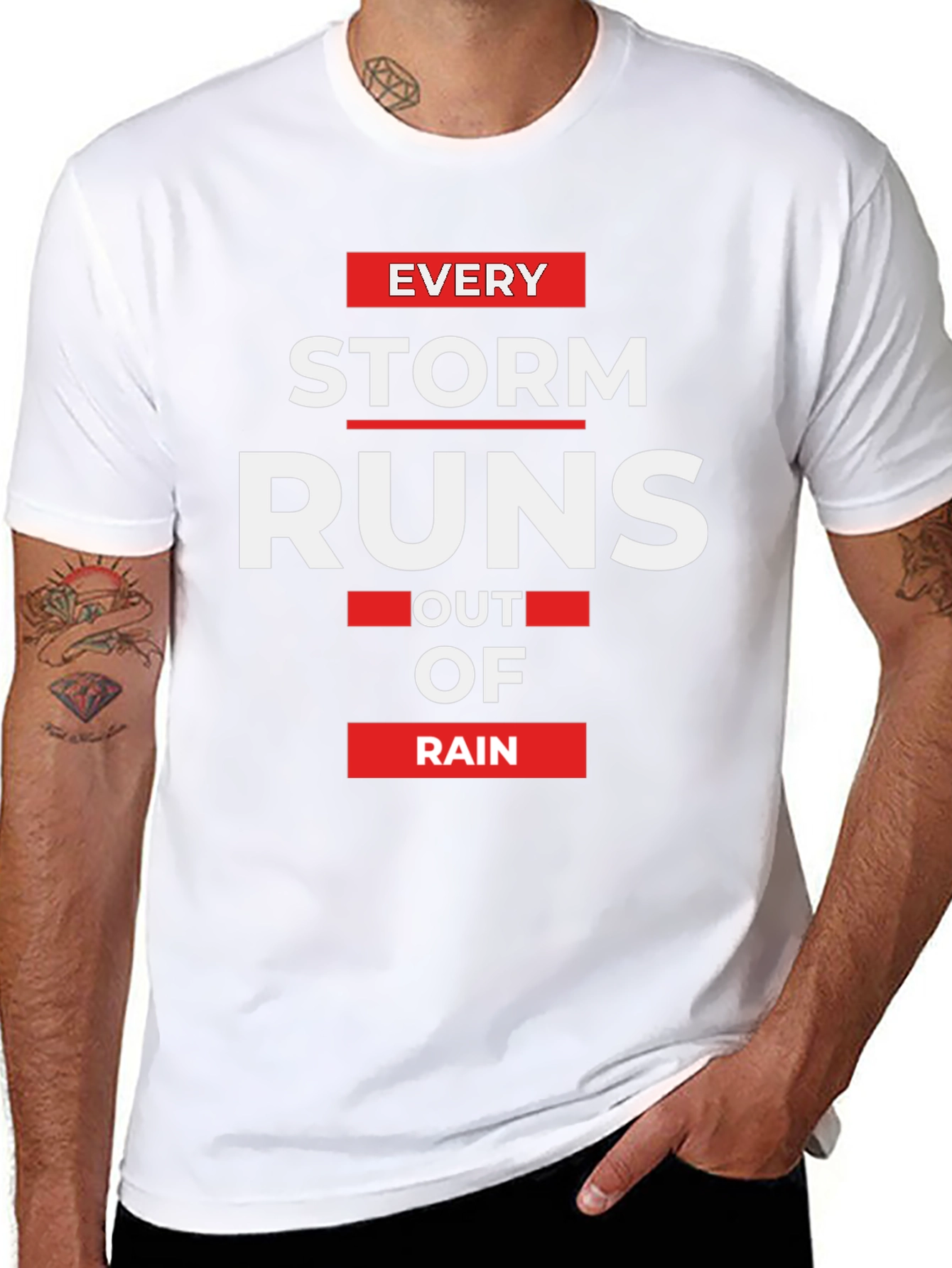 Inspirational Storm Runs Out of Rain Black T-Shirt