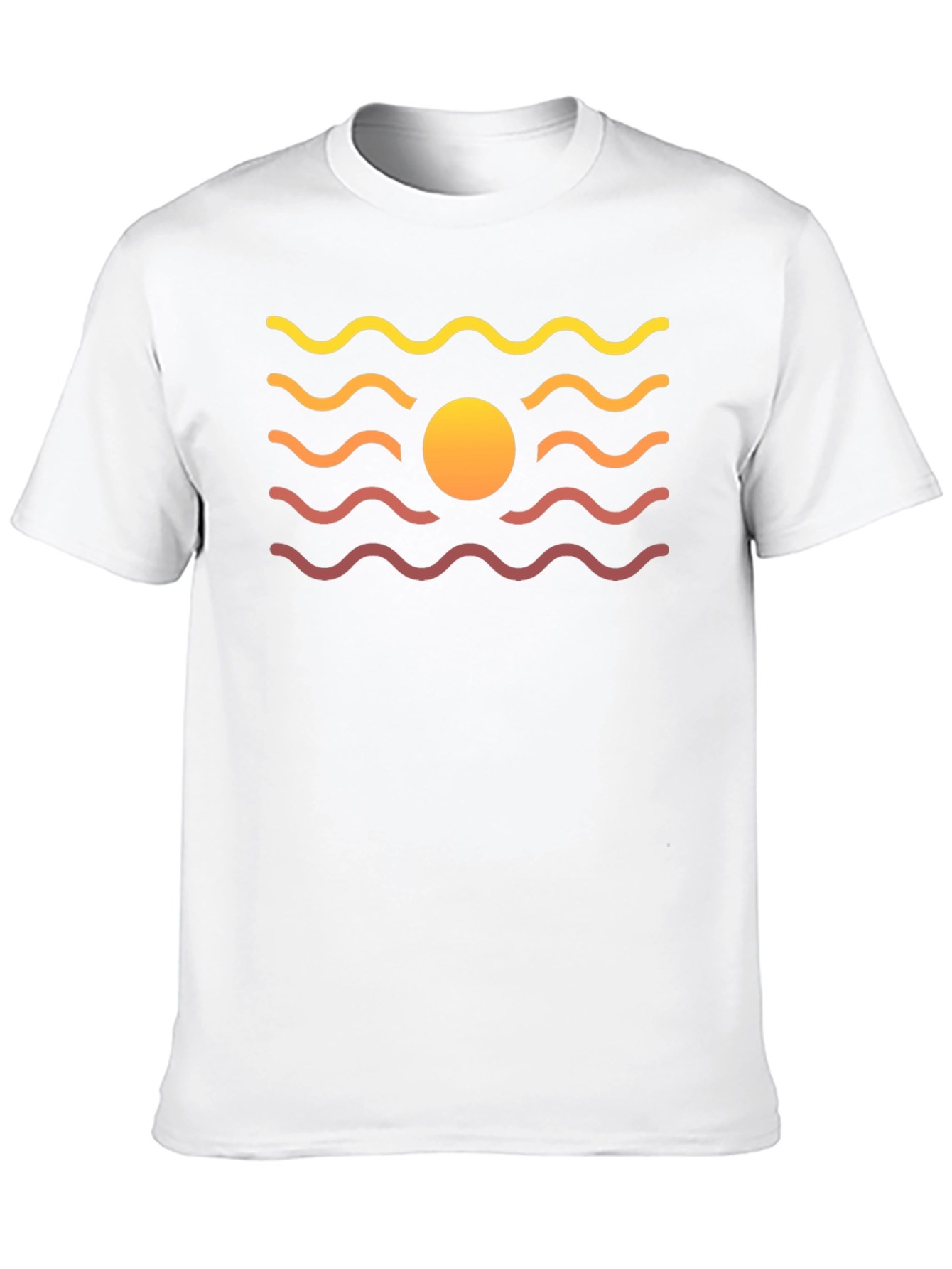 Sunset Waves Graphic Tee - Black Cotton Blend T-Shirt