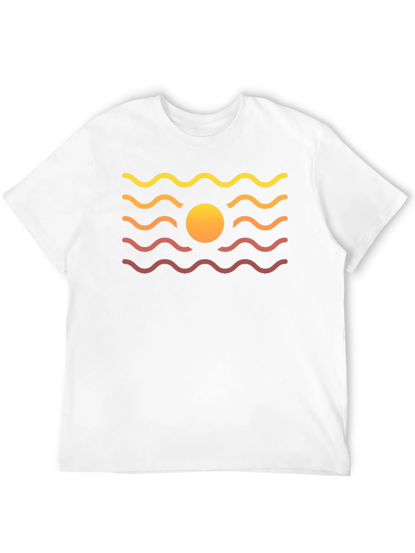 Sunset Waves Graphic Tee - Black Cotton Blend T-Shirt
