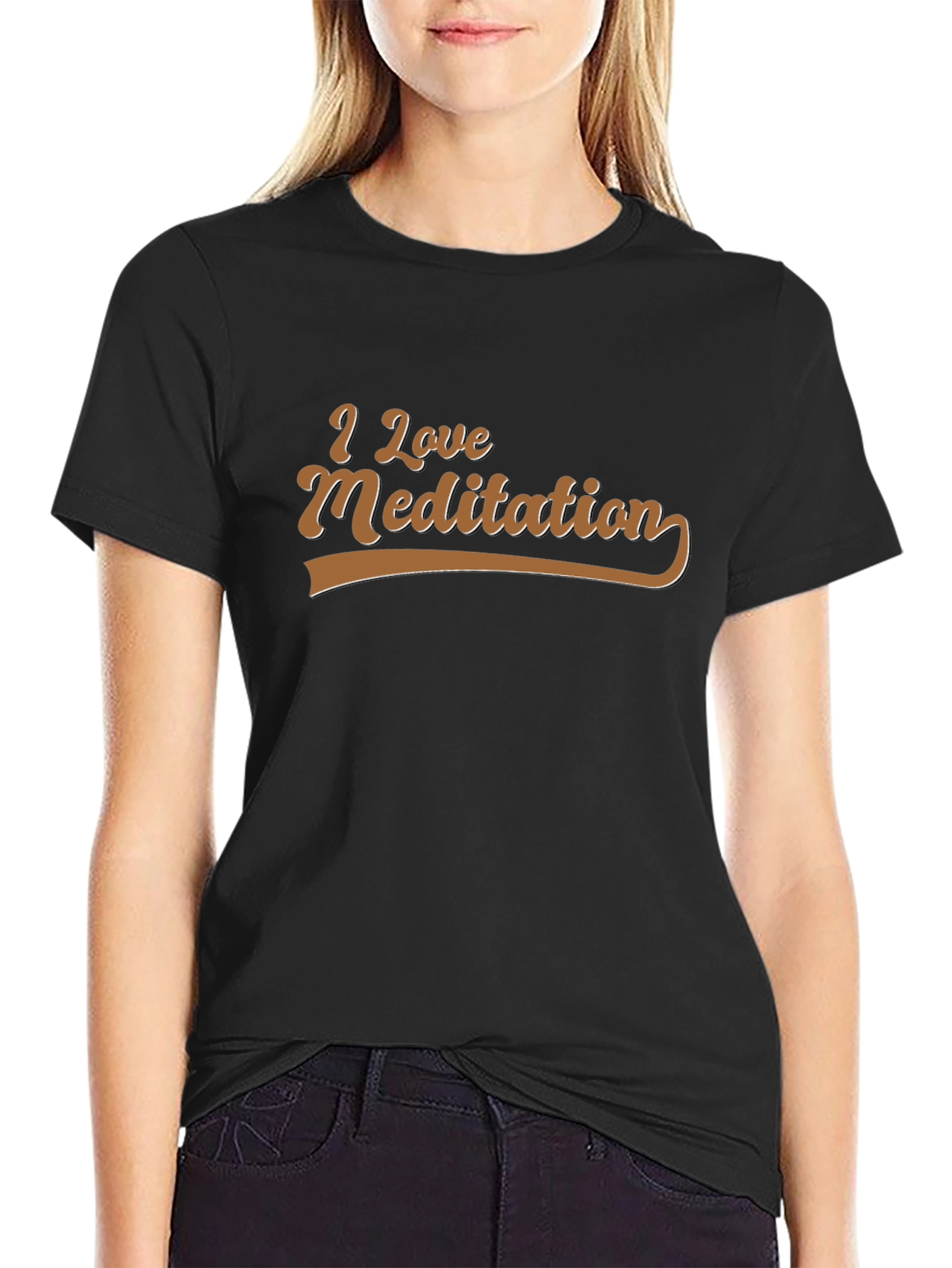I Love Meditation Black Graphic T-Shirt