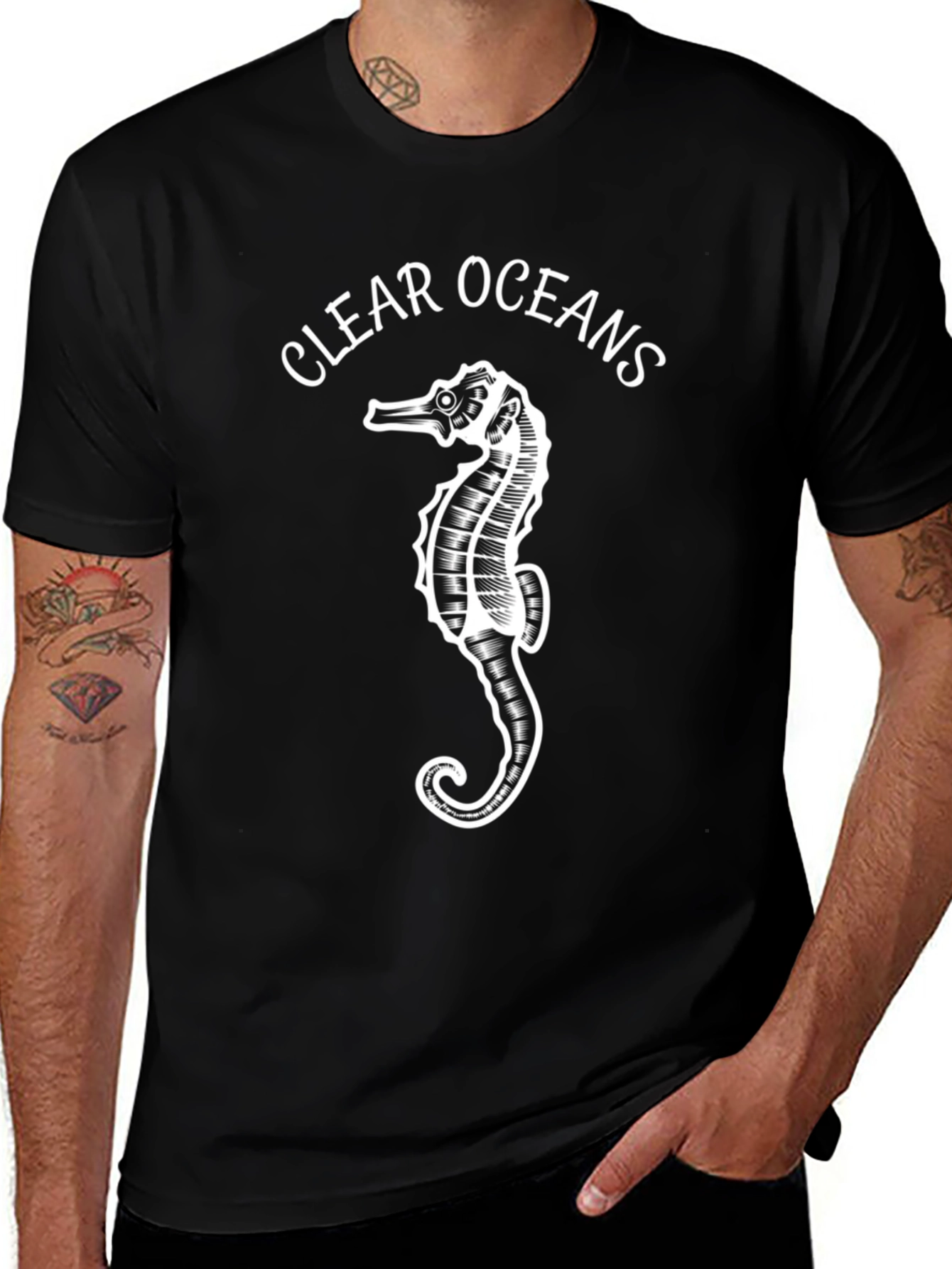 Clear Oceans Seahorse Graphic T-Shirt - Eco-Friendly