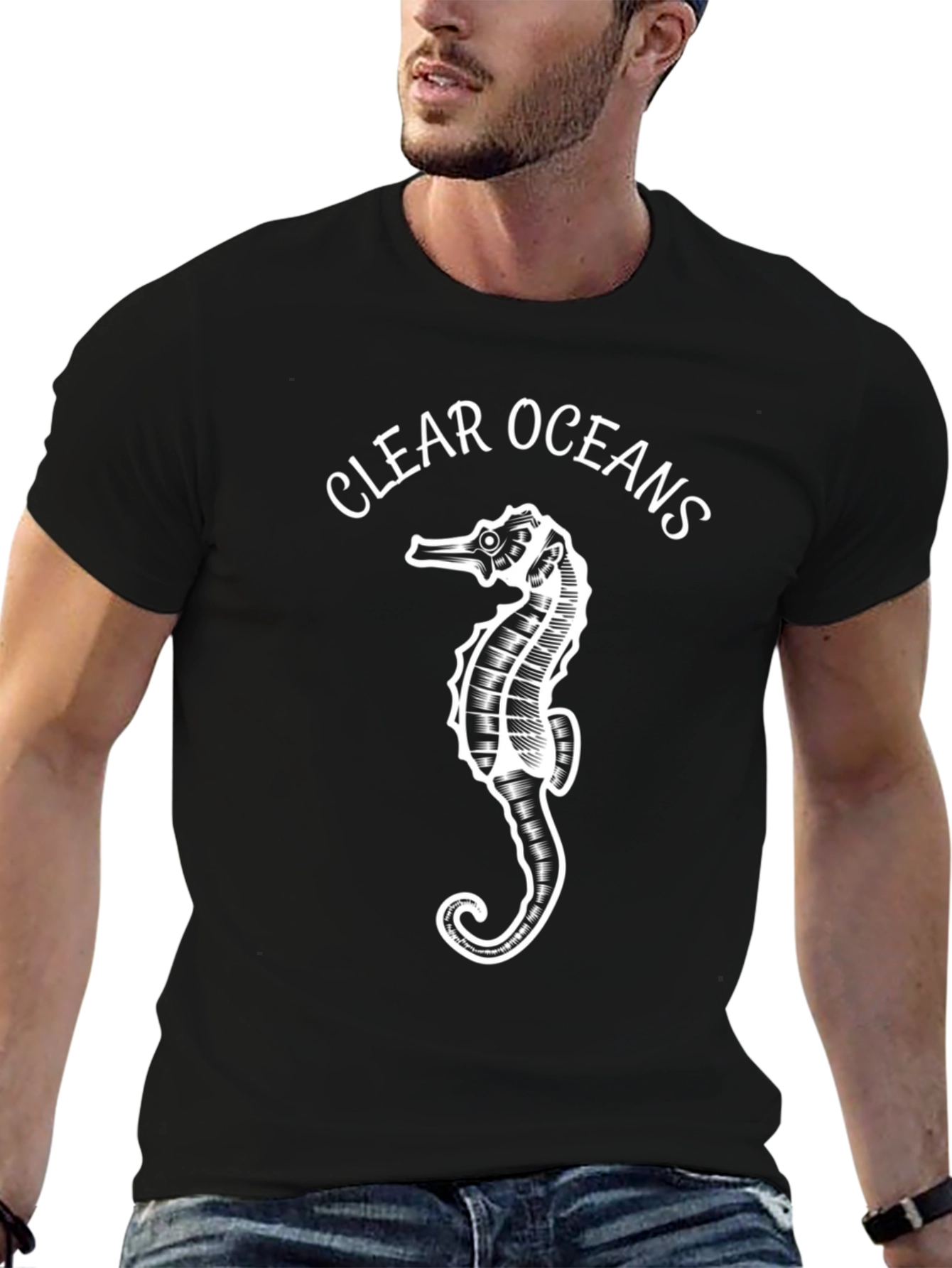 Clear Oceans Seahorse Graphic T-Shirt - Eco-Friendly