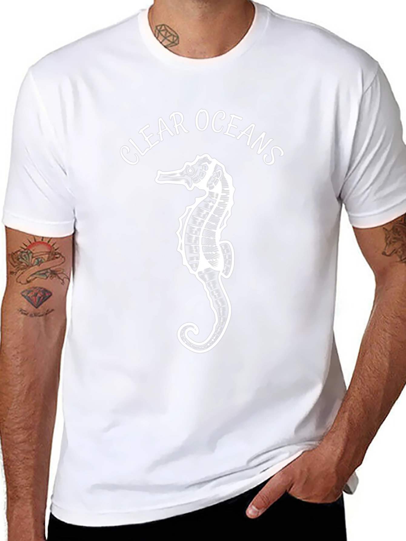 Clear Oceans Seahorse Graphic T-Shirt - Eco-Friendly
