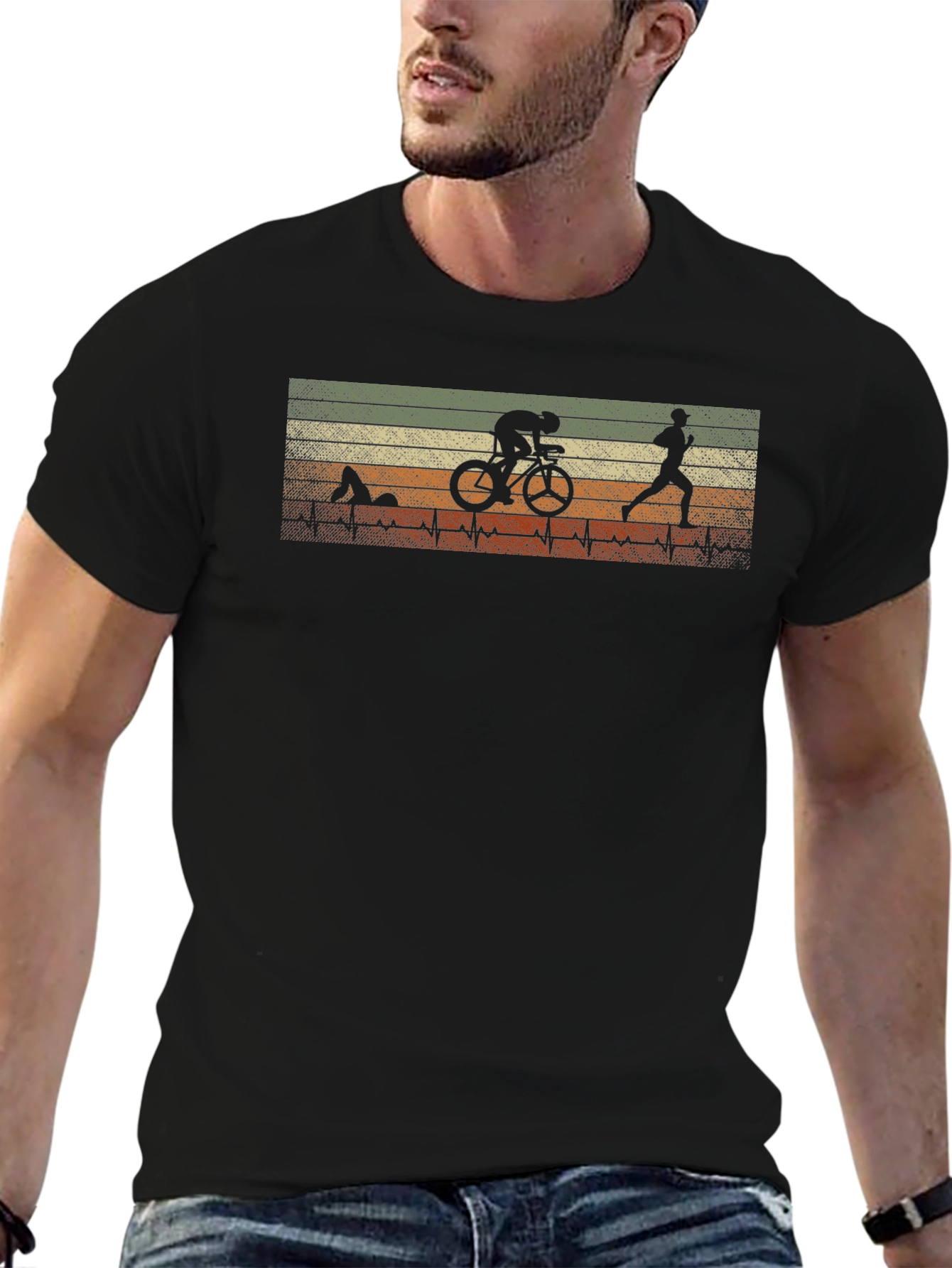 Triathlon Silhouette Heartbeat T-Shirt