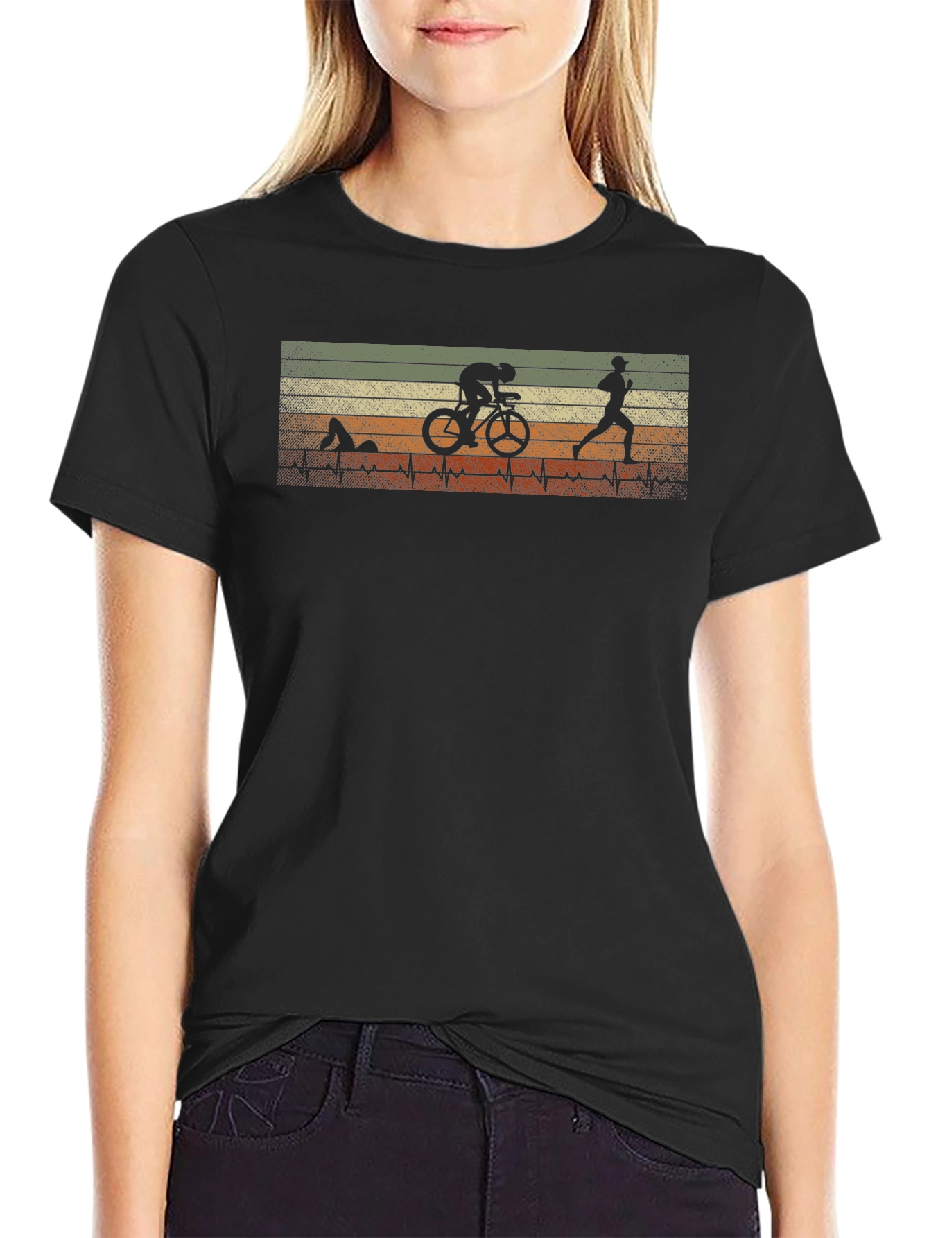 Triathlon Silhouette Heartbeat T-Shirt