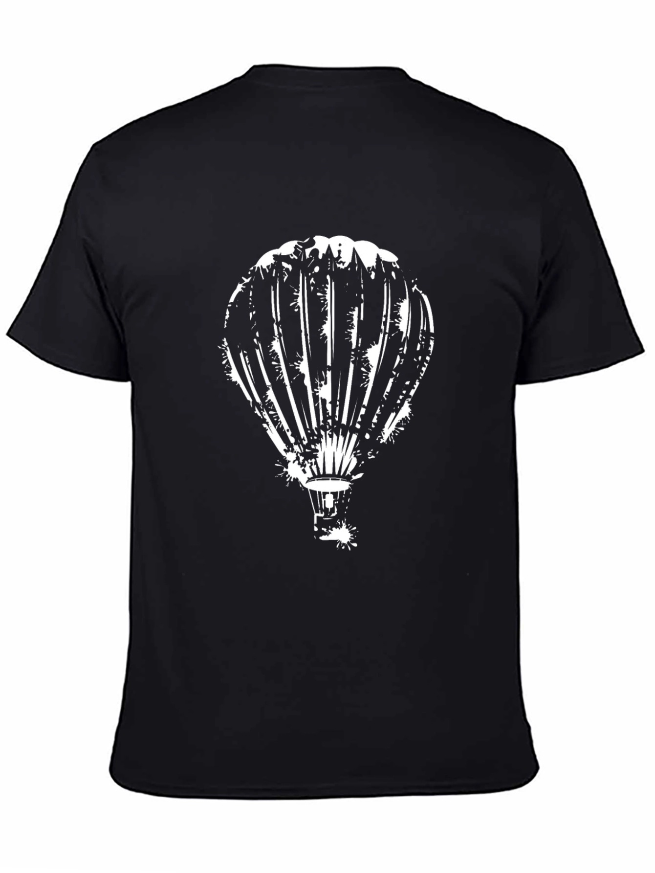 Mens Black Hot Air Balloon Graphic Tee