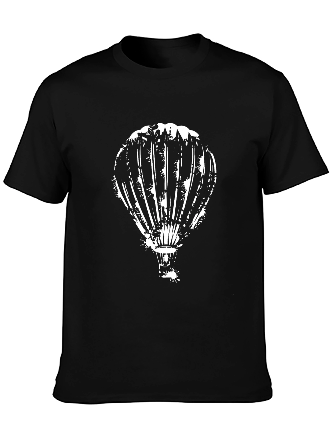 Mens Black Hot Air Balloon Graphic Tee