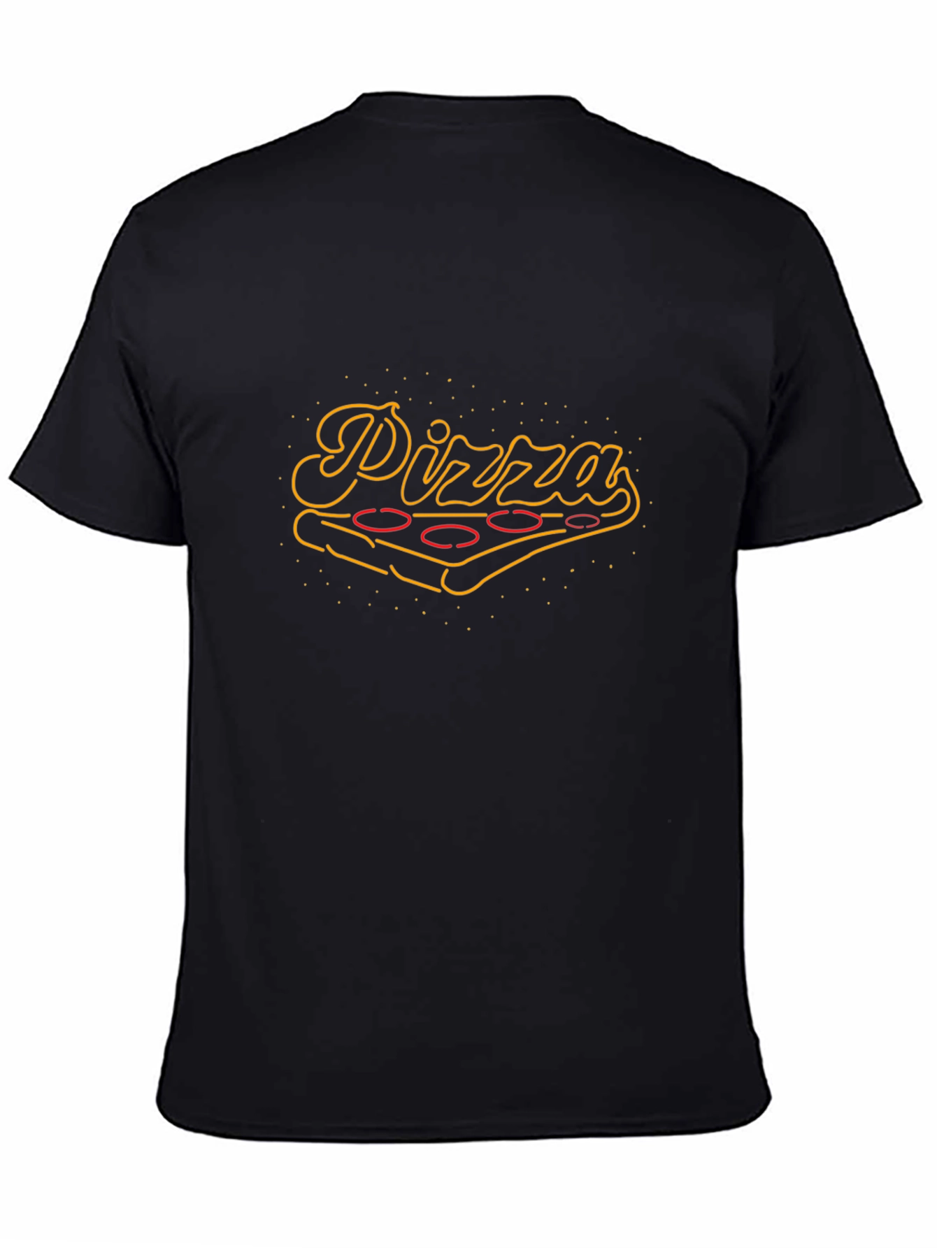 Pizza Neon Graphic Black T-Shirt