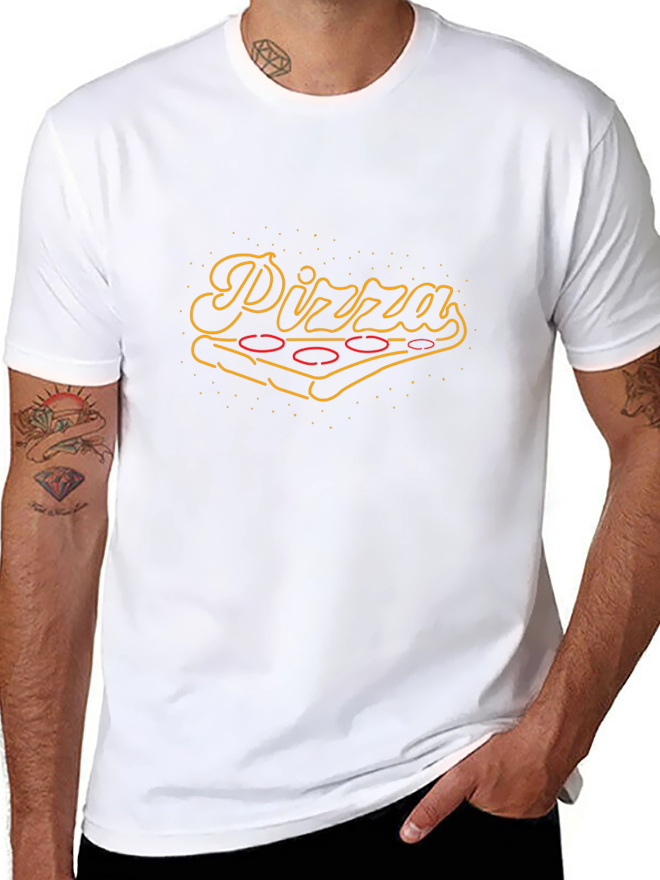 Pizza Neon Graphic Black T-Shirt