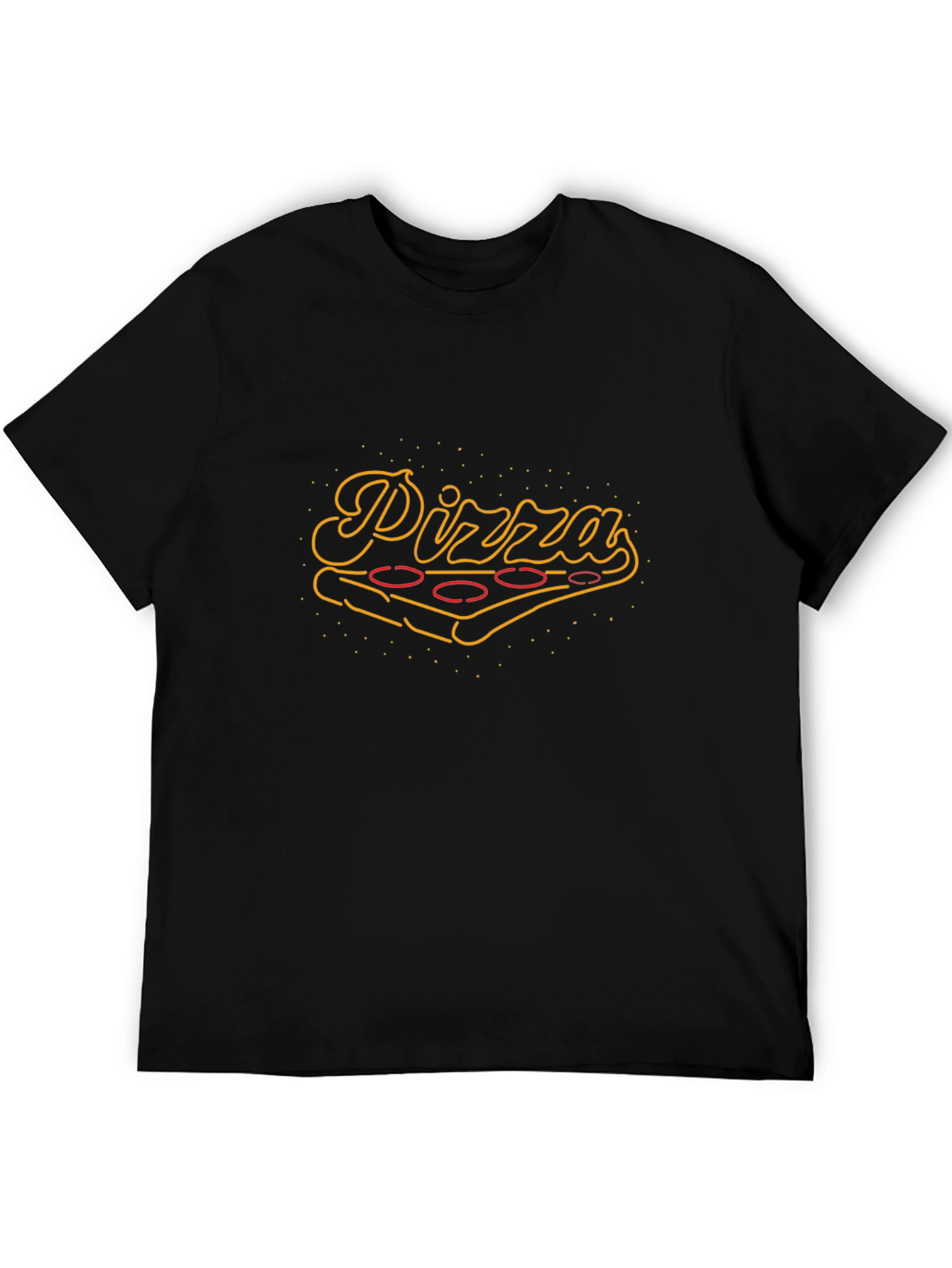 Pizza Neon Graphic Black T-Shirt