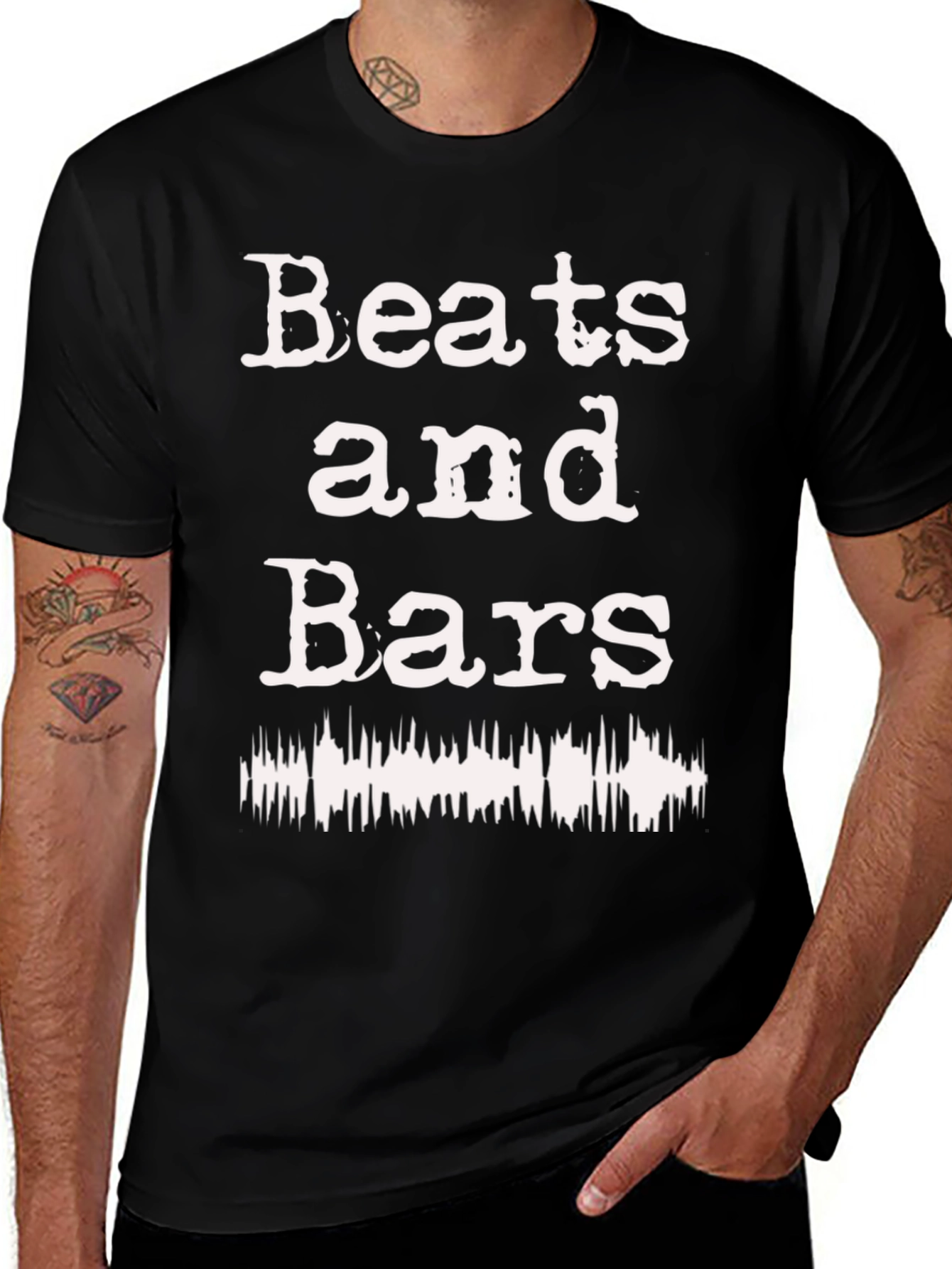 Beats and Bars Graphic T-Shirt - Black