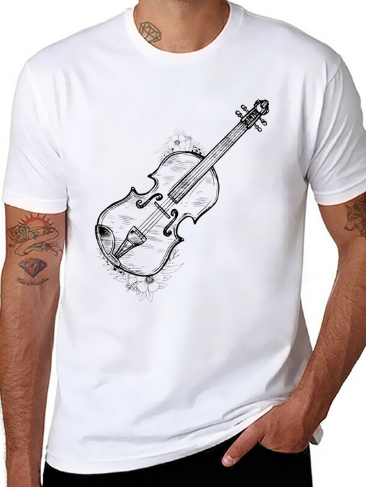 Violin Sketch Black T-Shirt - Music Lover Tee