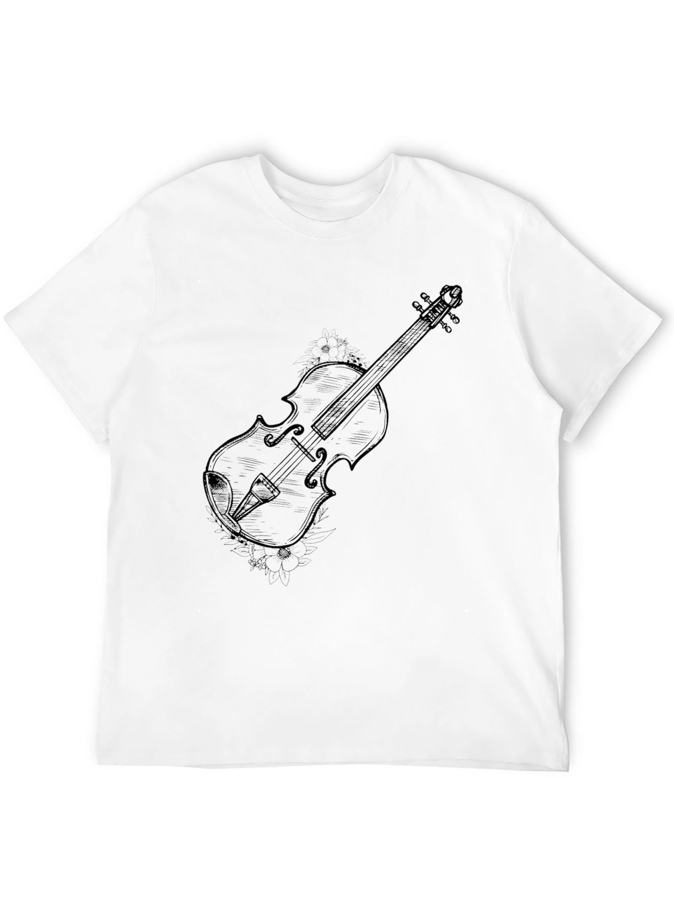 Violin Sketch Black T-Shirt - Music Lover Tee