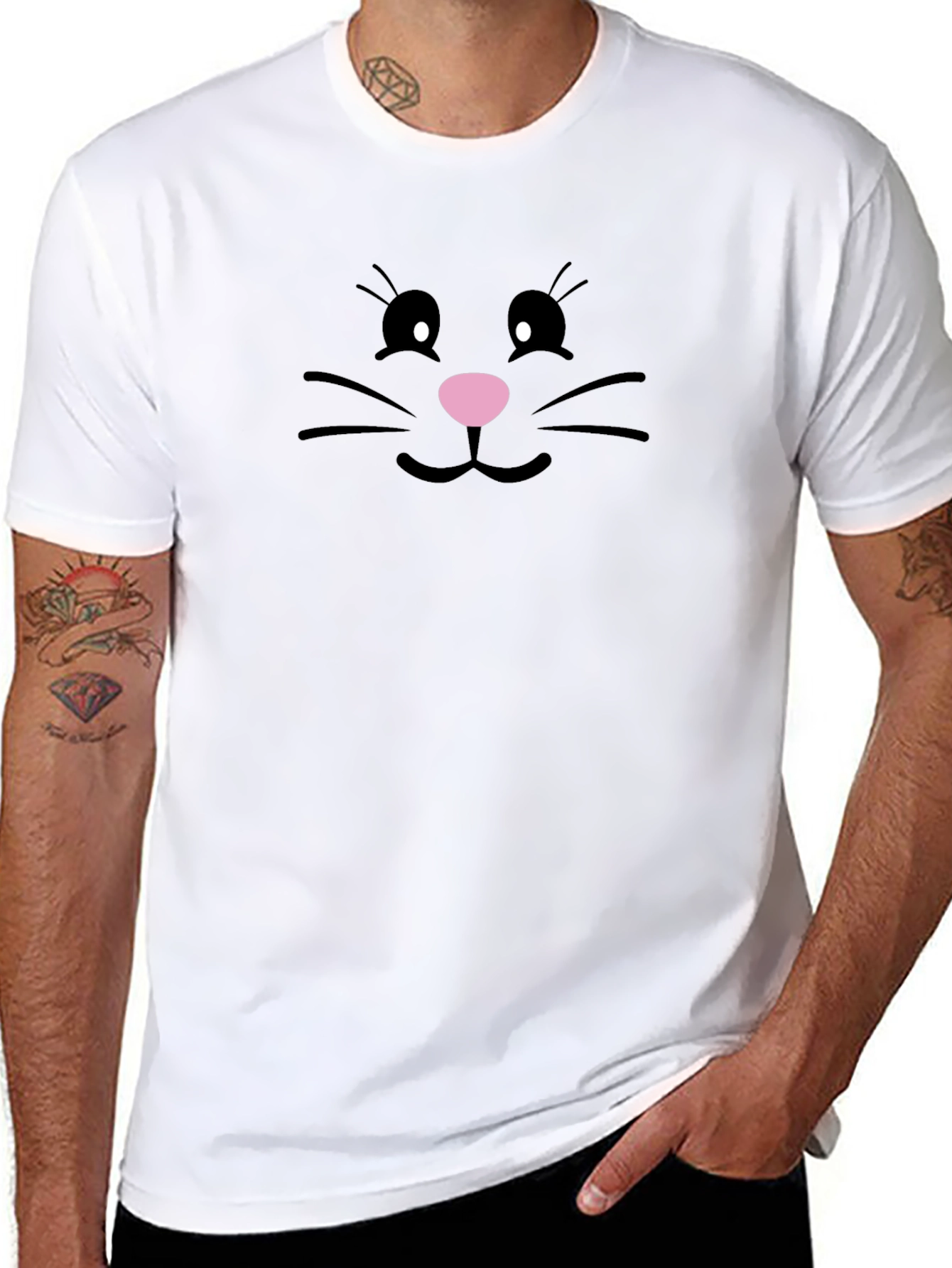 Cute Bunny Face Black T-Shirt