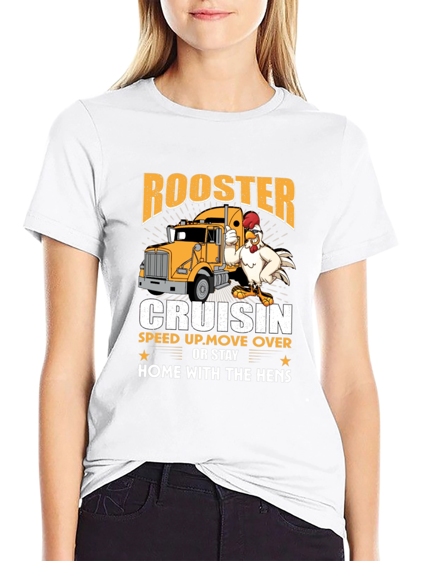 Rooster Cruisin Trucker T-Shirt - Funny Road Trip Tee