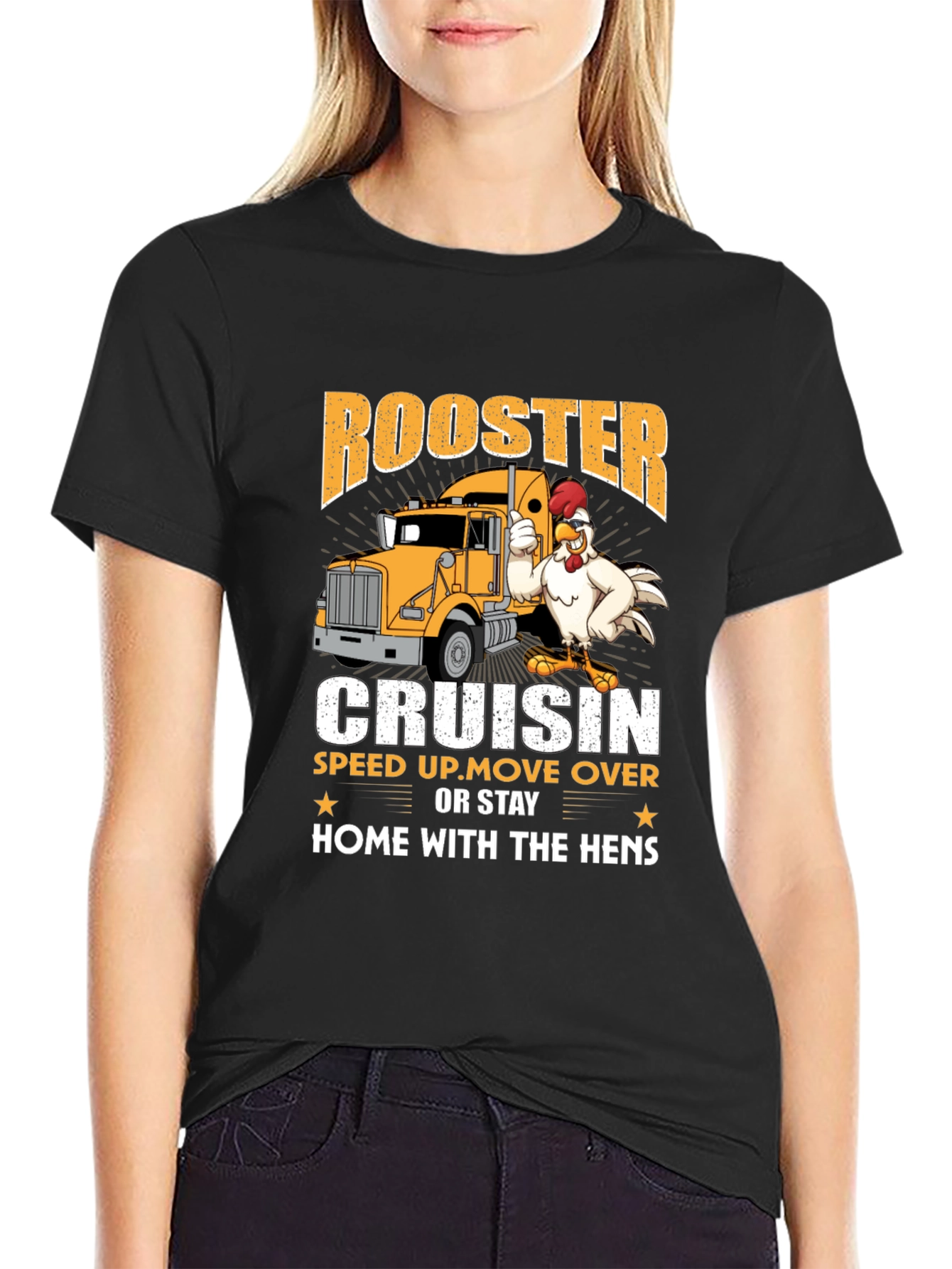 Rooster Cruisin Trucker T-Shirt - Funny Road Trip Tee