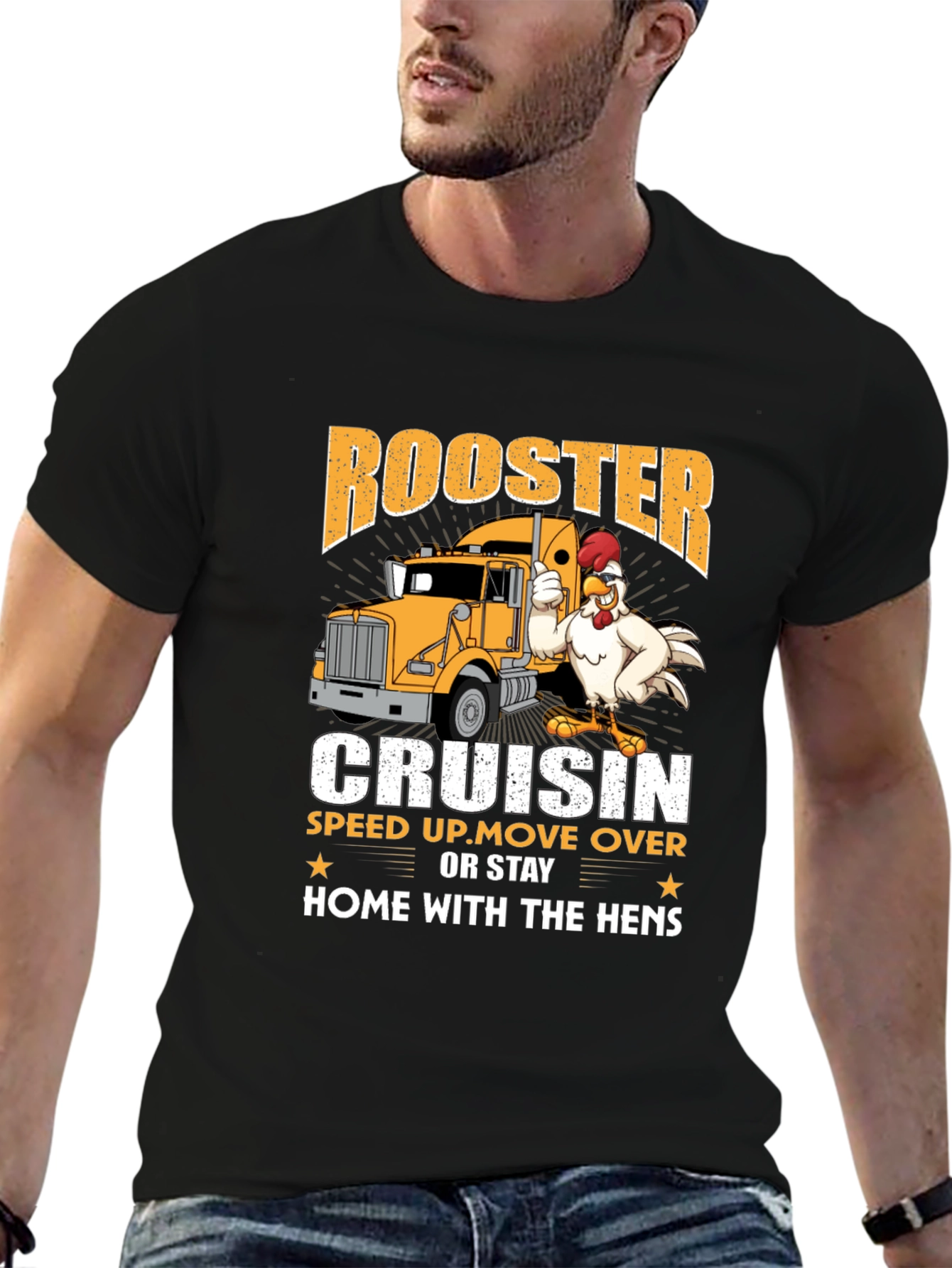 Rooster Cruisin Trucker T-Shirt - Funny Road Trip Tee