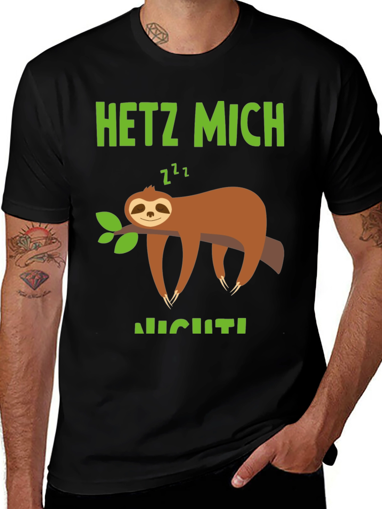 Relaxed Sloth Graphic Tee - Hetz Mich Nicht