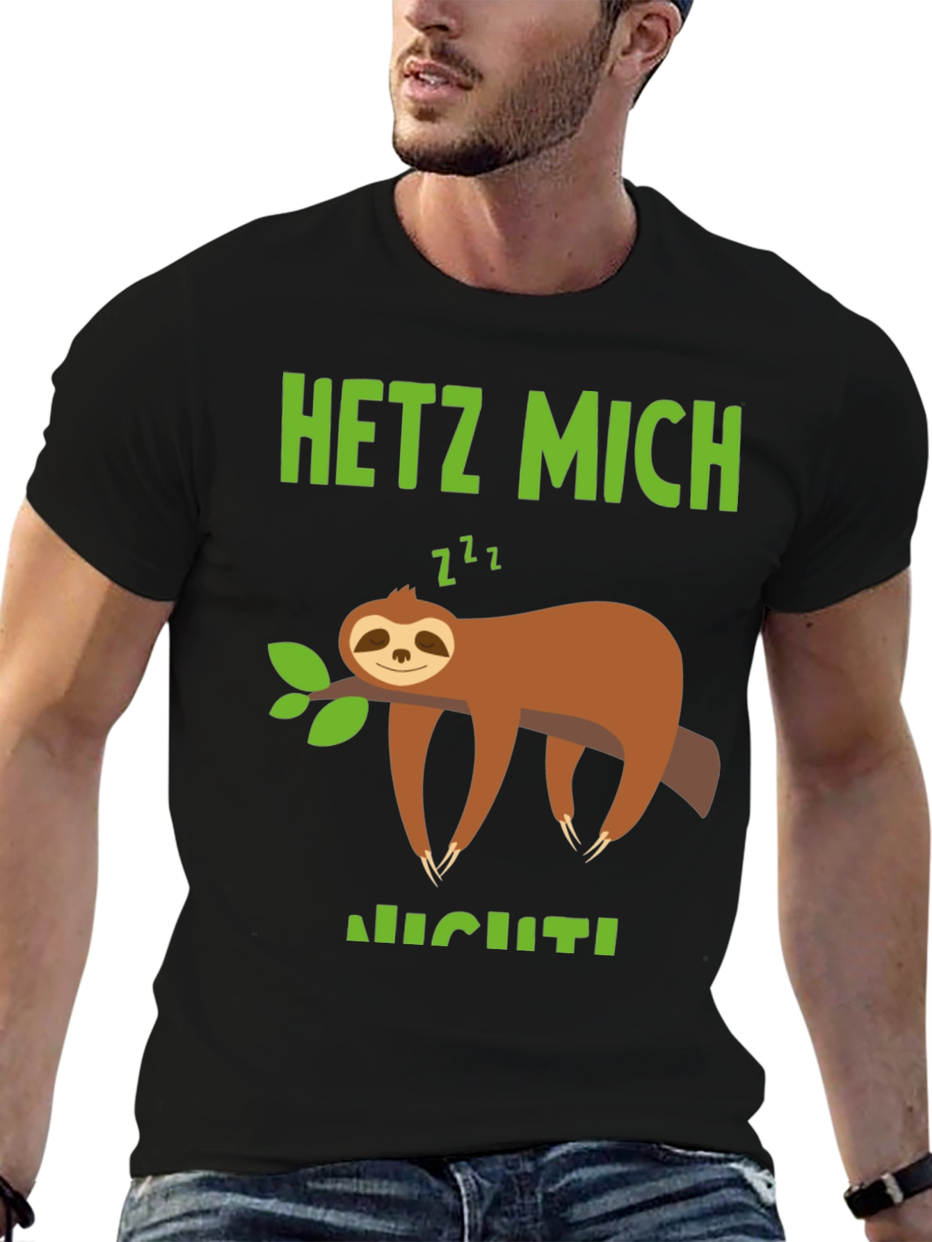 Relaxed Sloth Graphic Tee - Hetz Mich Nicht