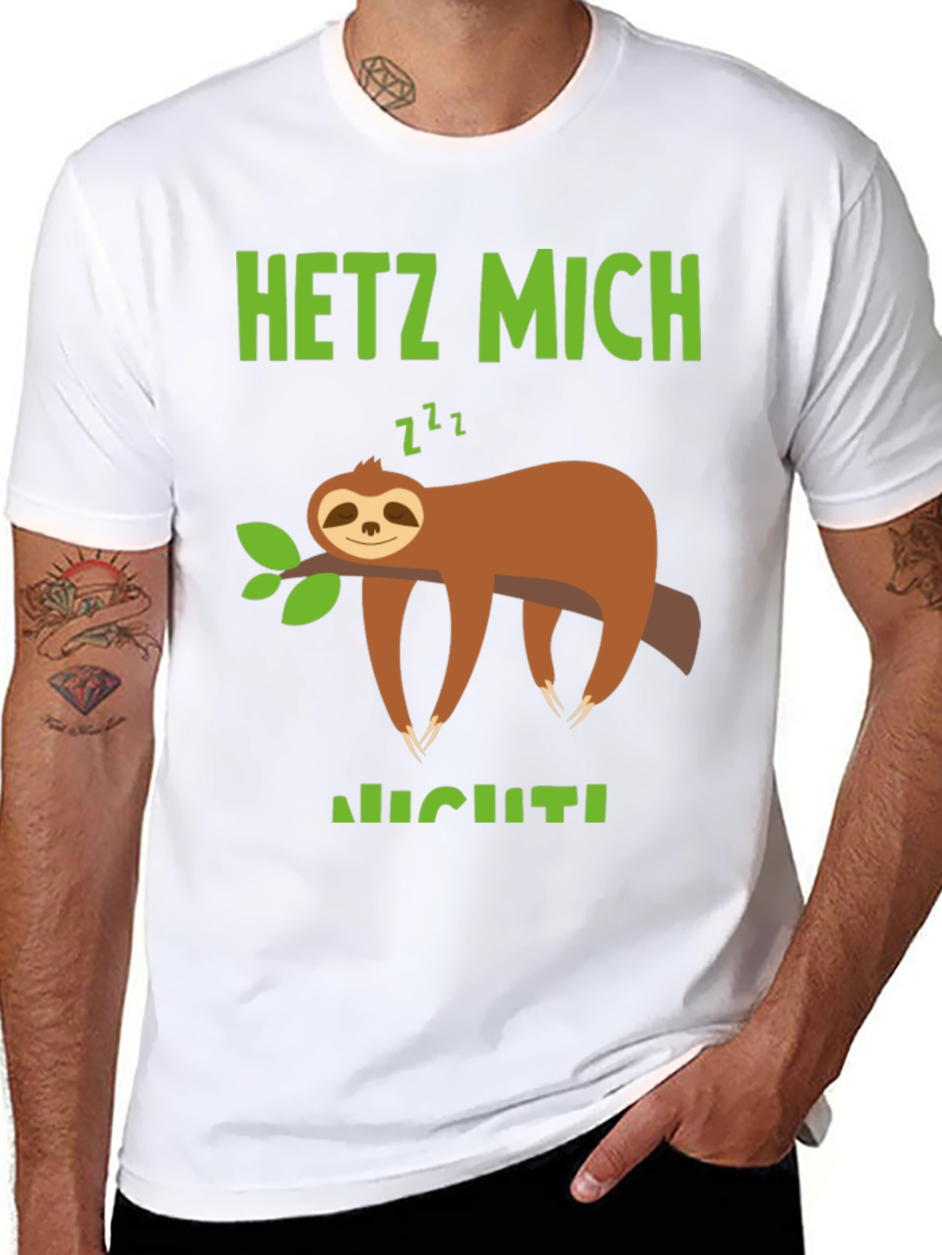 Relaxed Sloth Graphic Tee - Hetz Mich Nicht