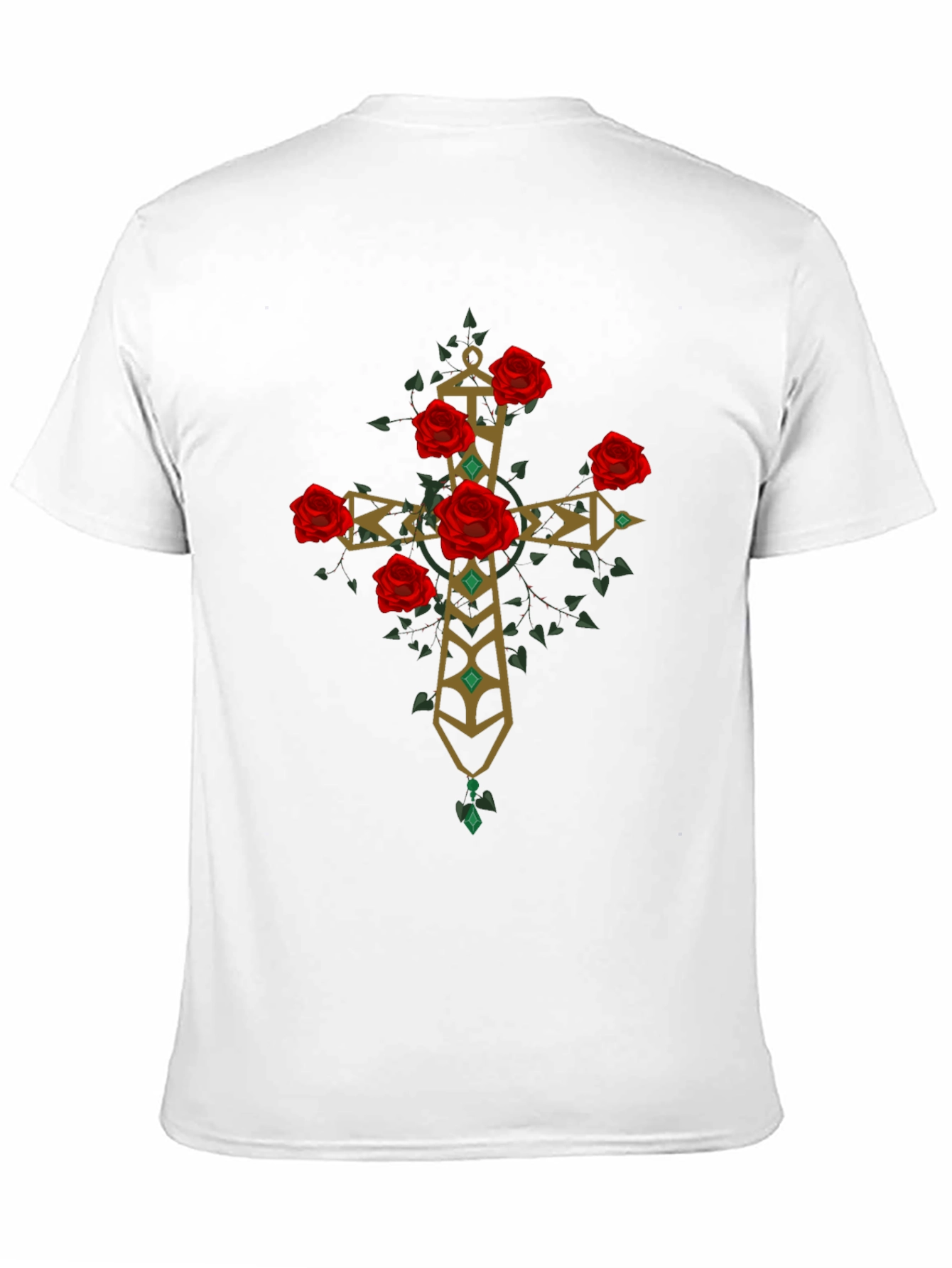 Rose Cross Graphic Tee - Stylish Print