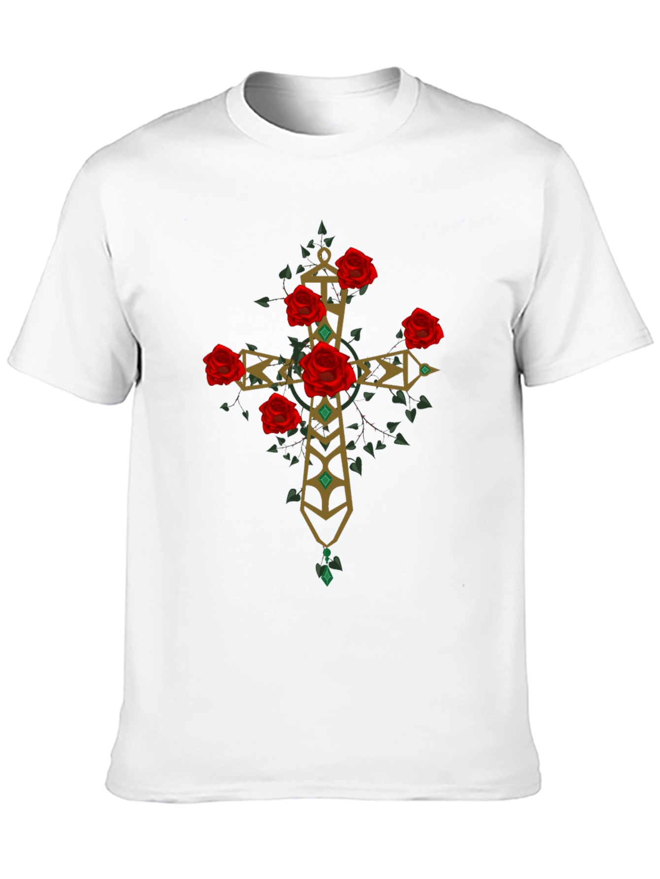 Rose Cross Graphic Tee - Stylish Print