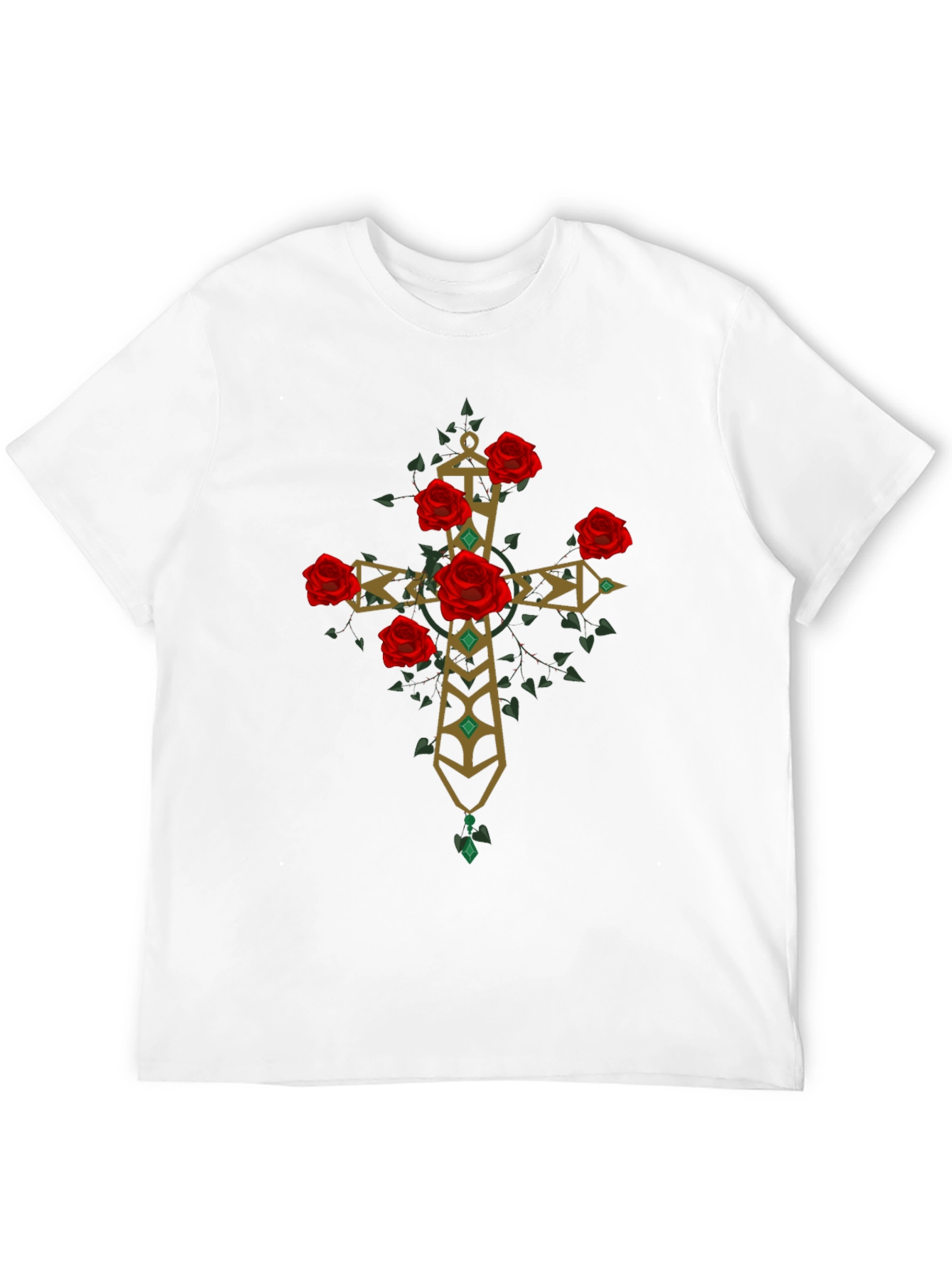 Rose Cross Graphic Tee - Stylish Print