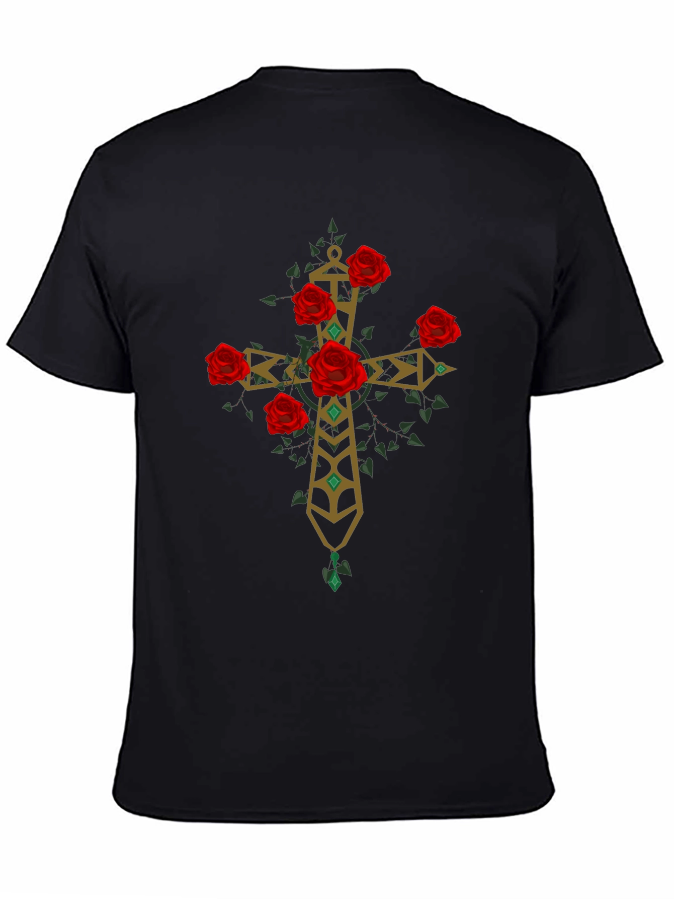 Rose Cross Graphic Tee - Stylish Print