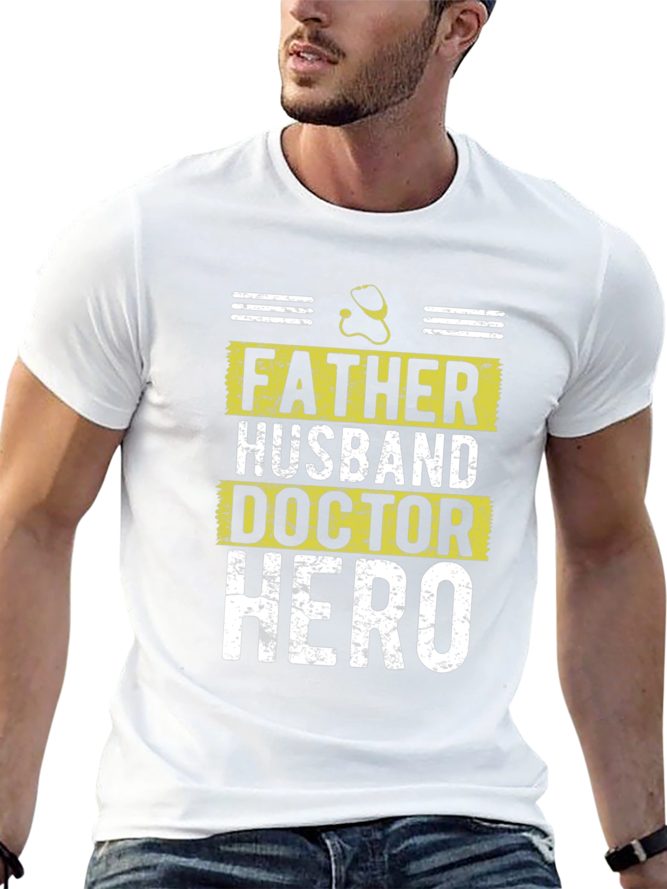 Father Husband Doctor Hero Graphic Tee - Black
