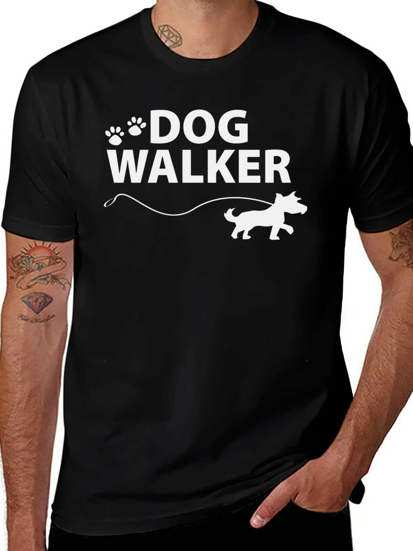 Dog Walker T-Shirt - Paw Print Design