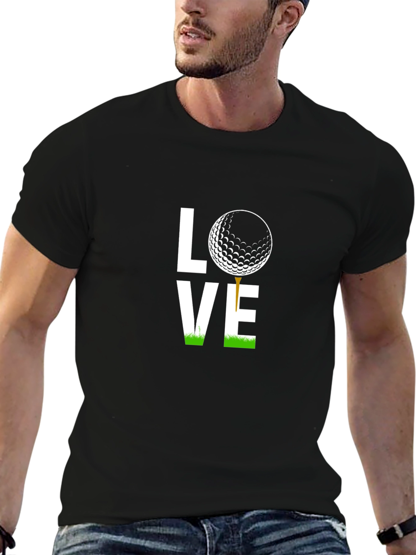 Love Golf T-Shirt - Black Golf Ball Tee