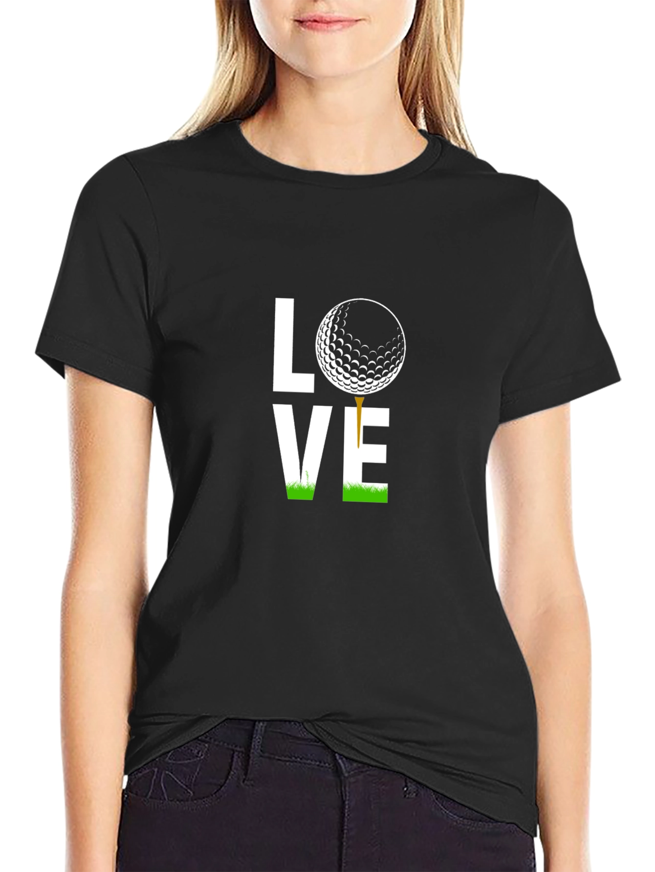 Love Golf T-Shirt - Black Golf Ball Tee