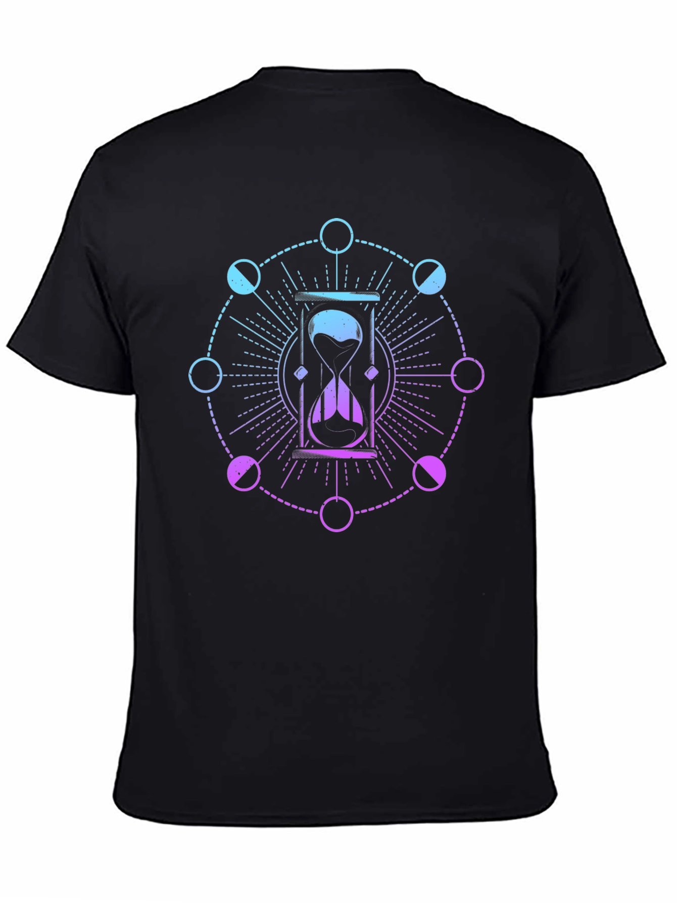 Hourglass and Moon Phases Black T-Shirt