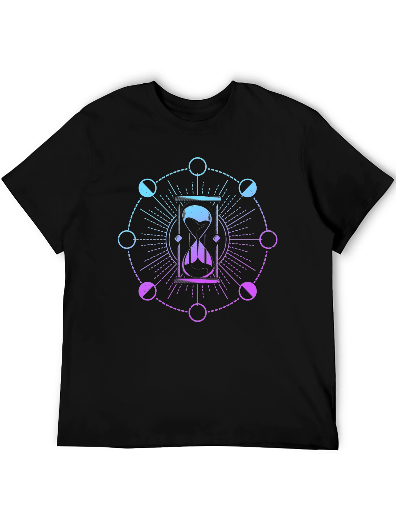 Hourglass and Moon Phases Black T-Shirt