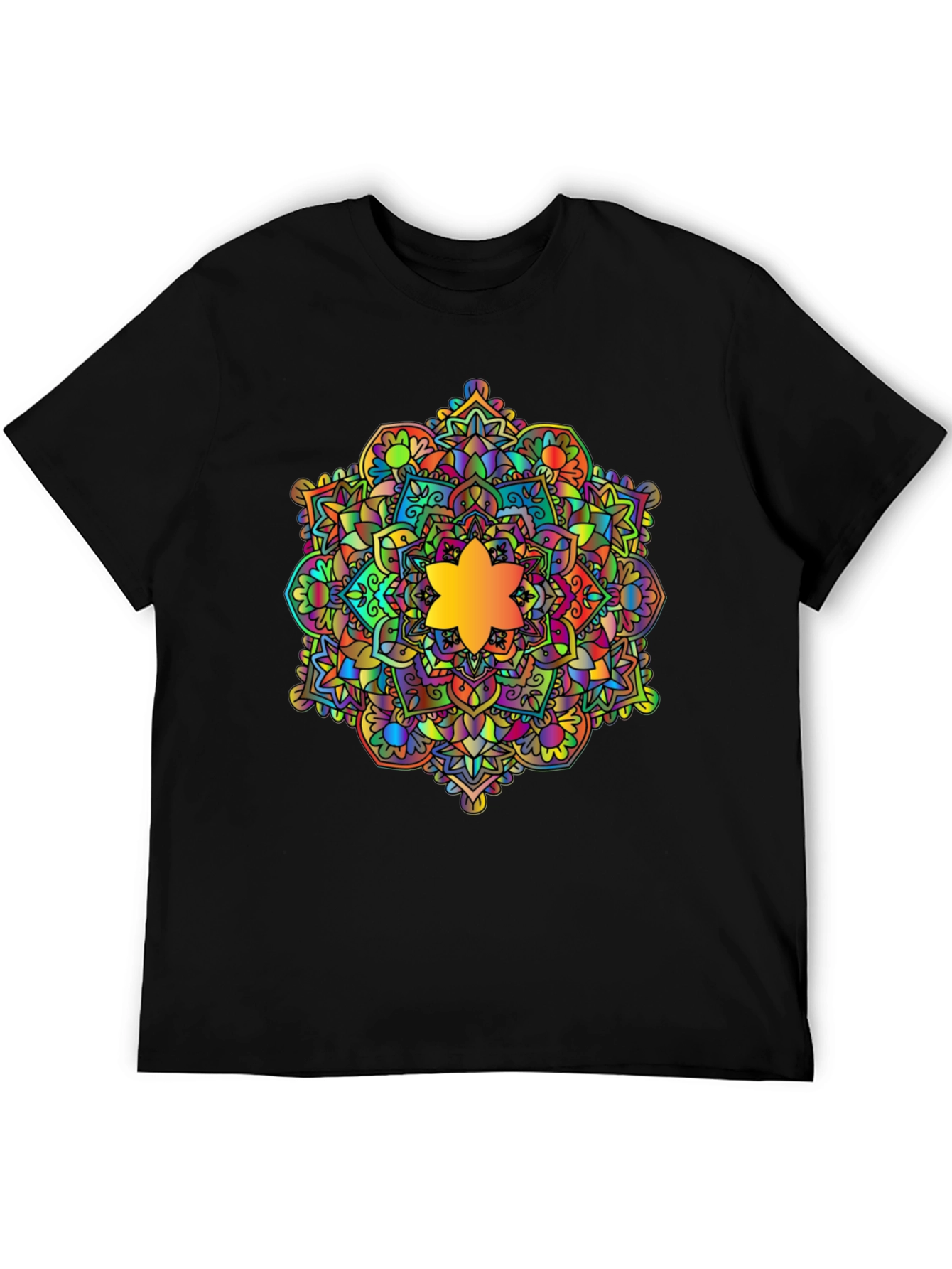 Vibrant Mandala Graphic Black T-Shirt