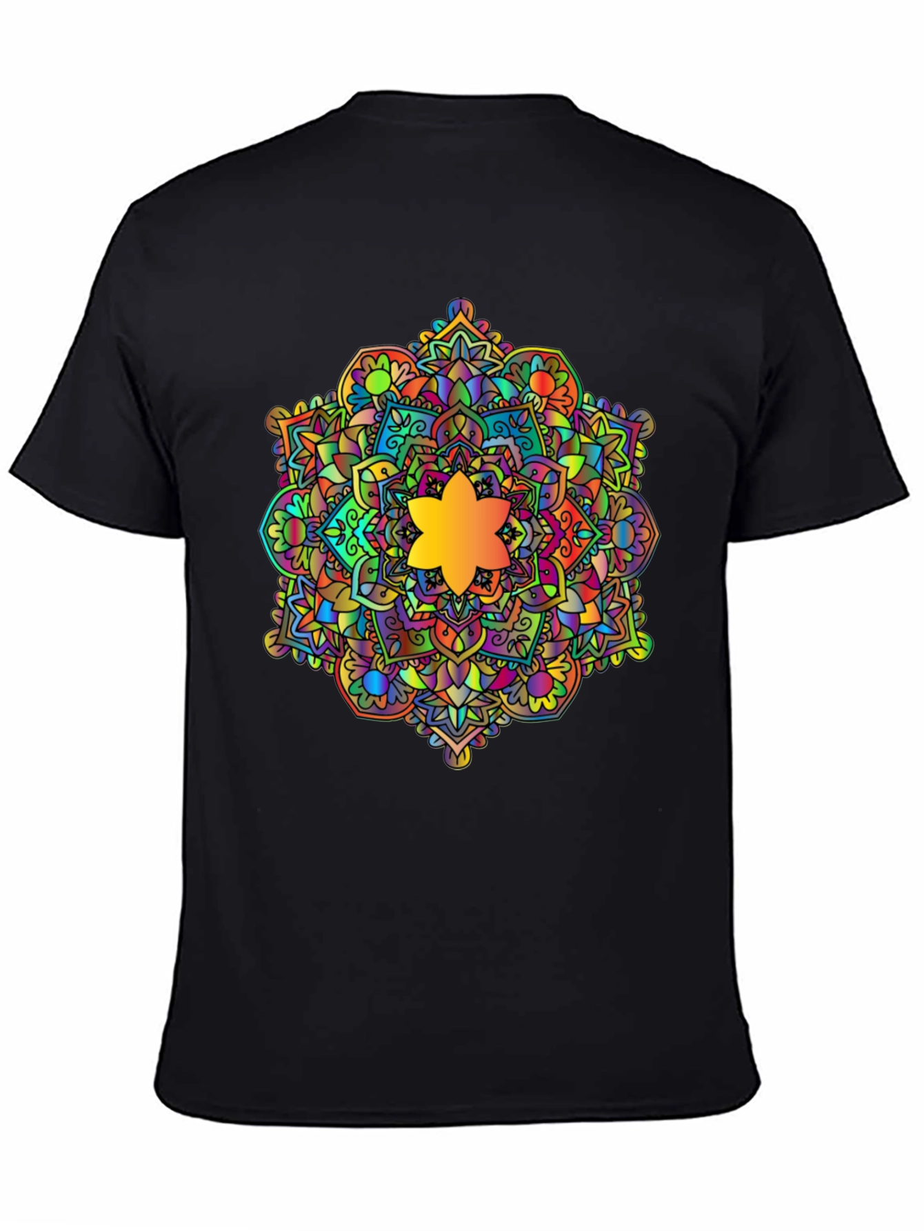 Vibrant Mandala Graphic Black T-Shirt