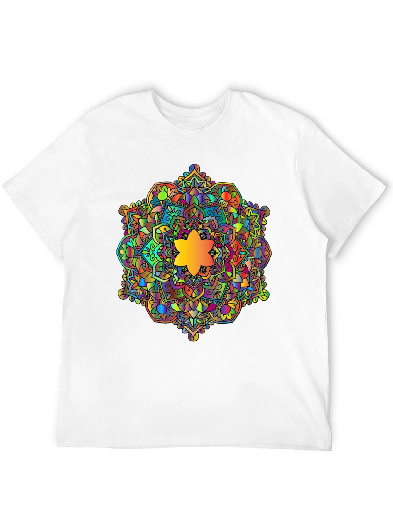 Vibrant Mandala Graphic Black T-Shirt