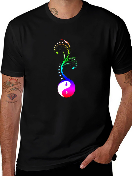 Yin Yang Floral Graphic Tee - Black
