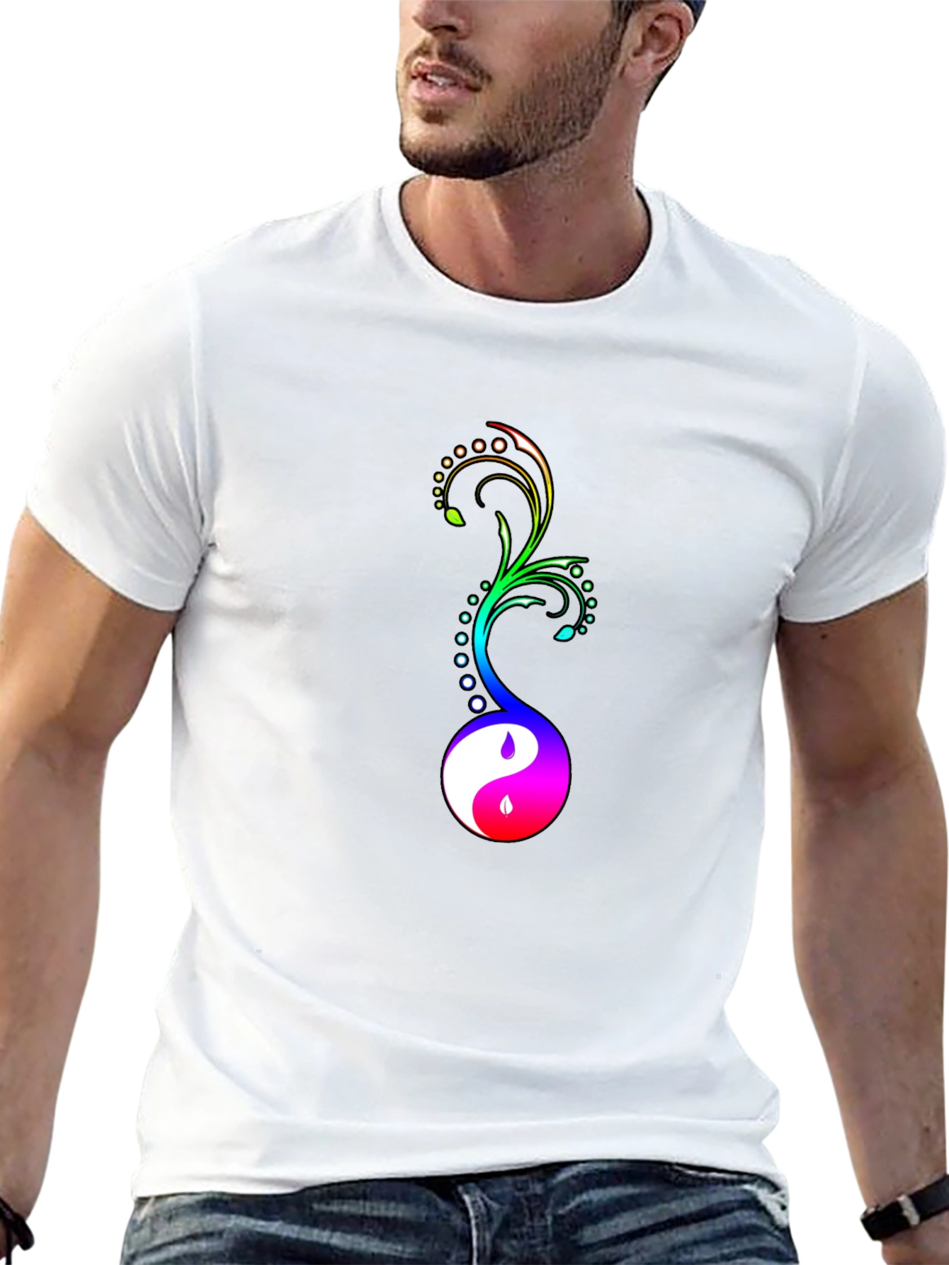 Yin Yang Floral Graphic Tee - Black