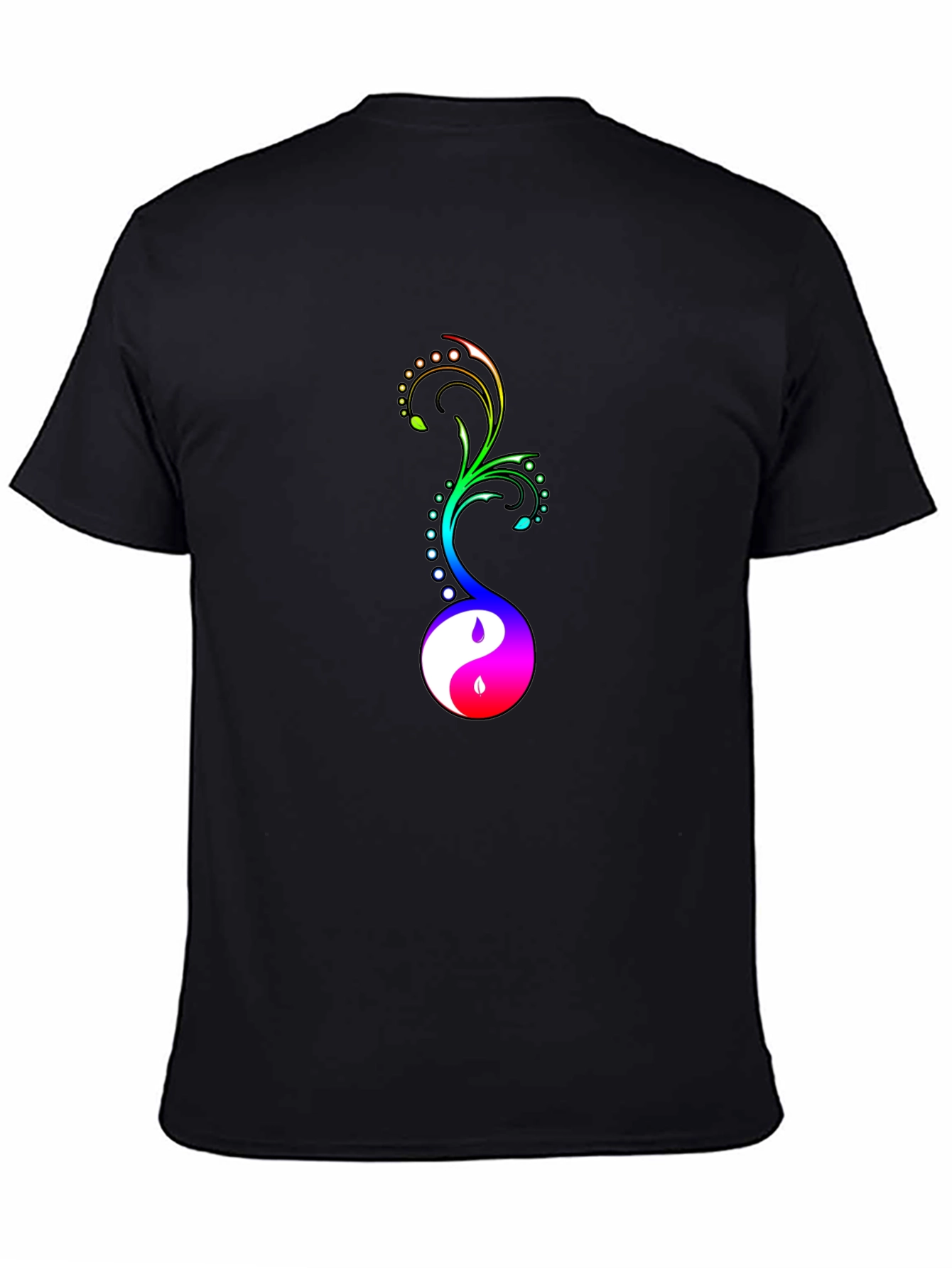 Yin Yang Floral Graphic Tee - Black