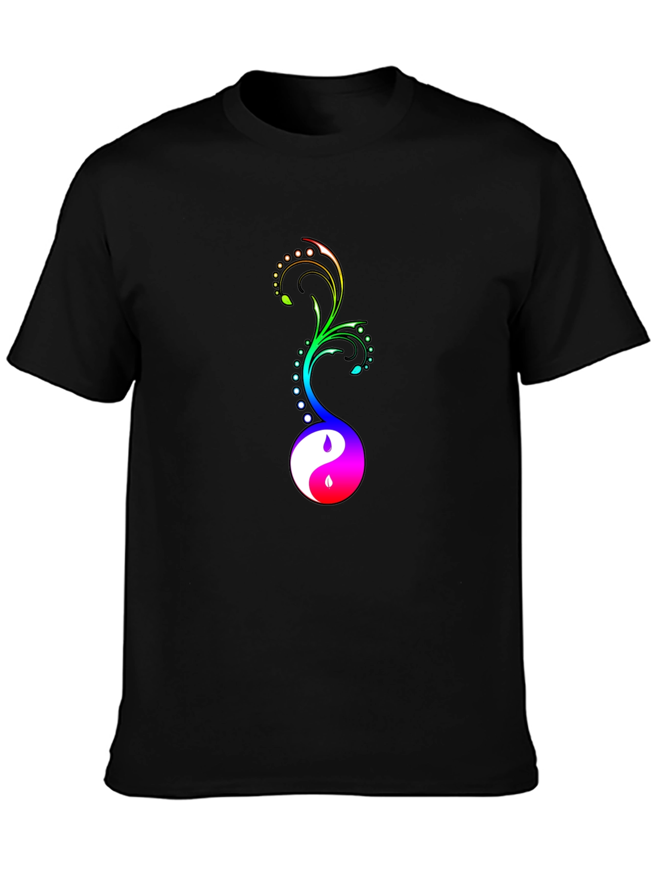 Yin Yang Floral Graphic Tee - Black