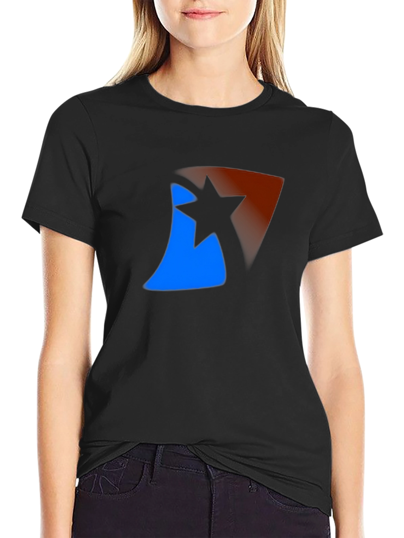 Abstract Star Graphic Black T-Shirt