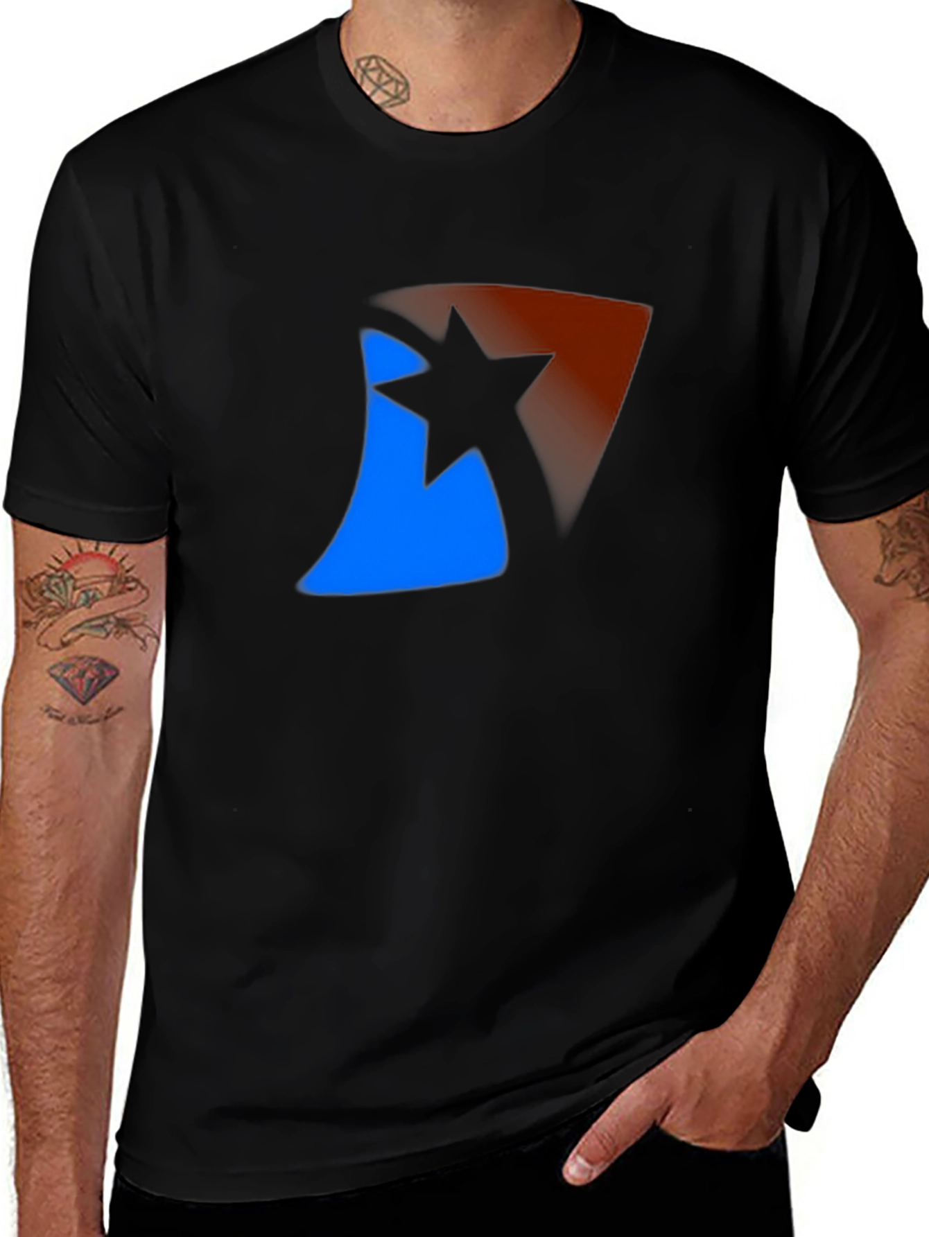 Abstract Star Graphic Black T-Shirt