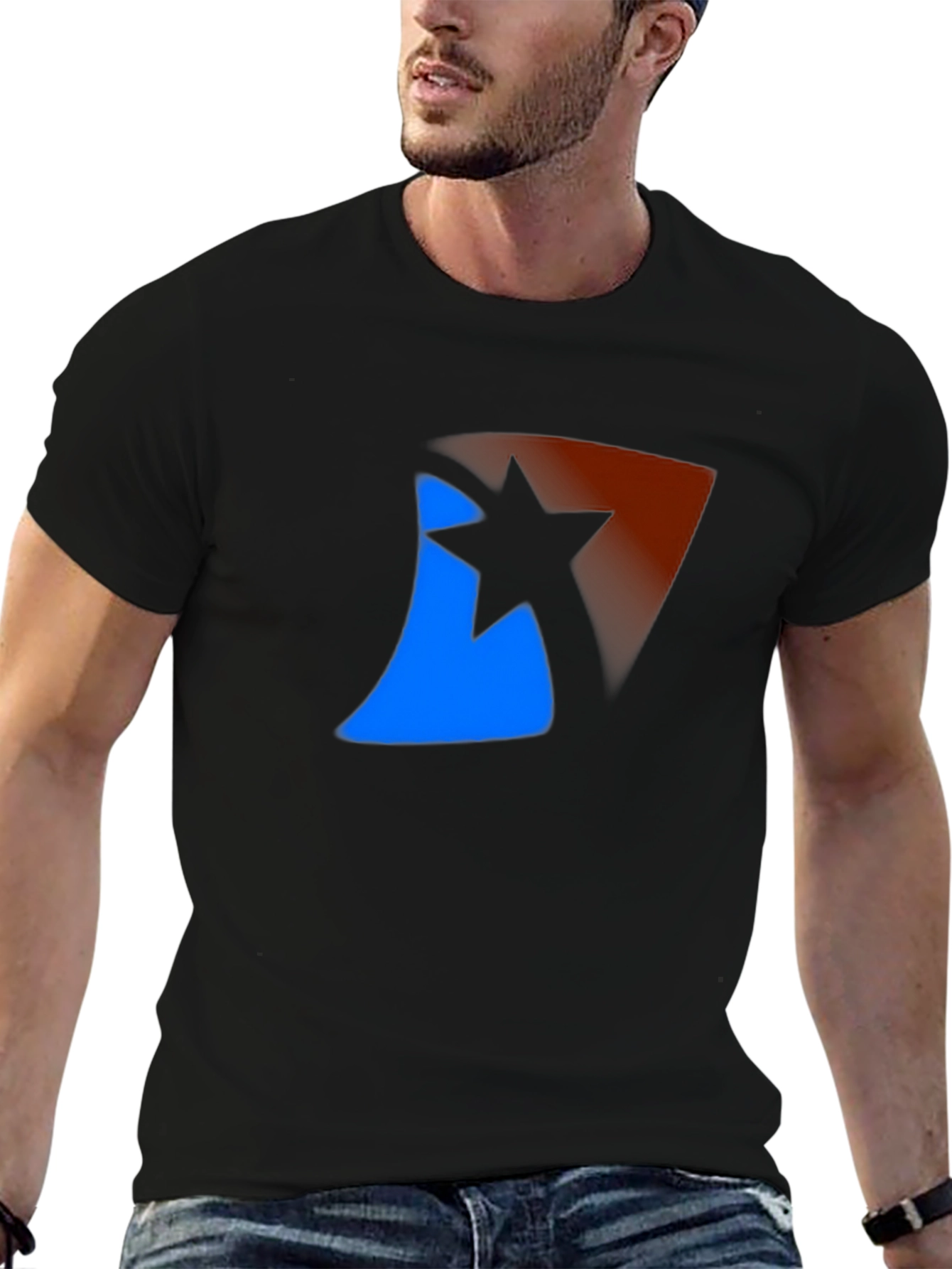 Abstract Star Graphic Black T-Shirt